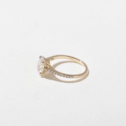 Iris Oval Solitaire with Pavé in 14k Yellow Gold – view 3 thumbnail