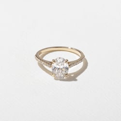 Iris Oval Solitaire with Pavé in 14k Yellow Gold thumbnail