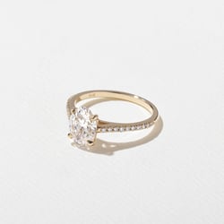 Iris Oval Solitaire with Pavé in 14k Yellow Gold – view 2 thumbnail