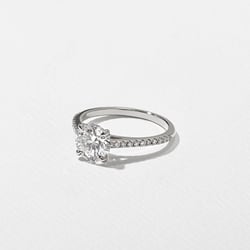 Iris Round Solitaire with Pavé in Platinum – view 2 thumbnail