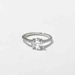 Iris Round Solitaire with Pavé in Platinum thumbnail