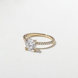 Grace Round Solitaire with Pavé in 14k Yellow Gold – view 2 thumbnail