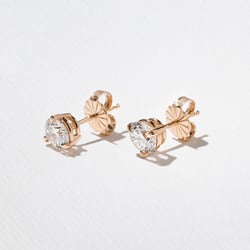 1.00ct Classic Round Diamond Studs in 14k Rose Gold – view 2 thumbnail