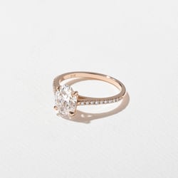 Iris Oval Solitaire with Pavé in 14k Rose Gold – view 2 thumbnail