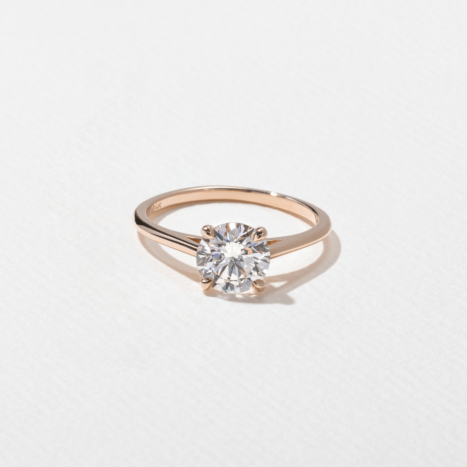 Iris Round Solitaire in 14k Rose Gold