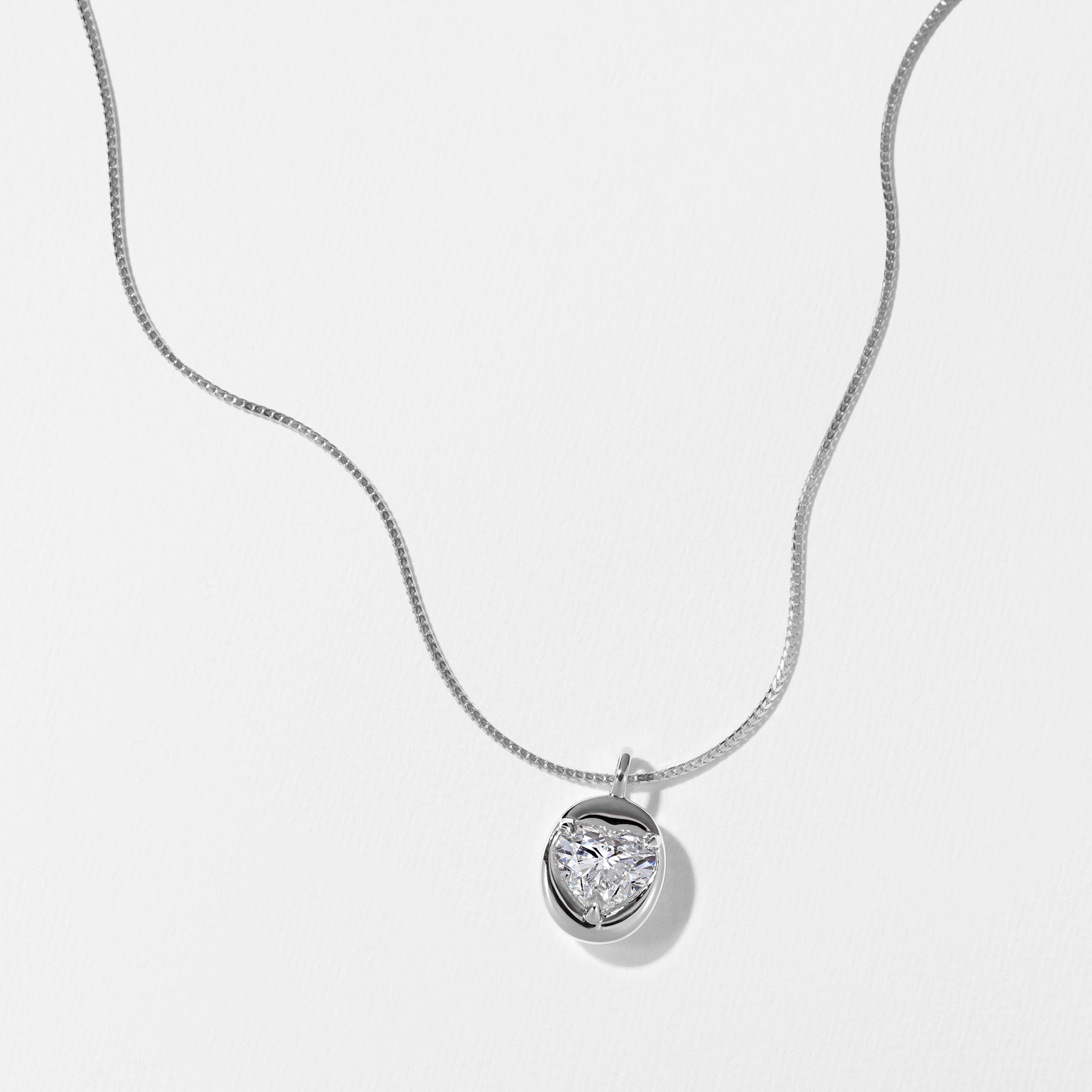 Delphi Heart Diamond Necklace in 14k White Gold