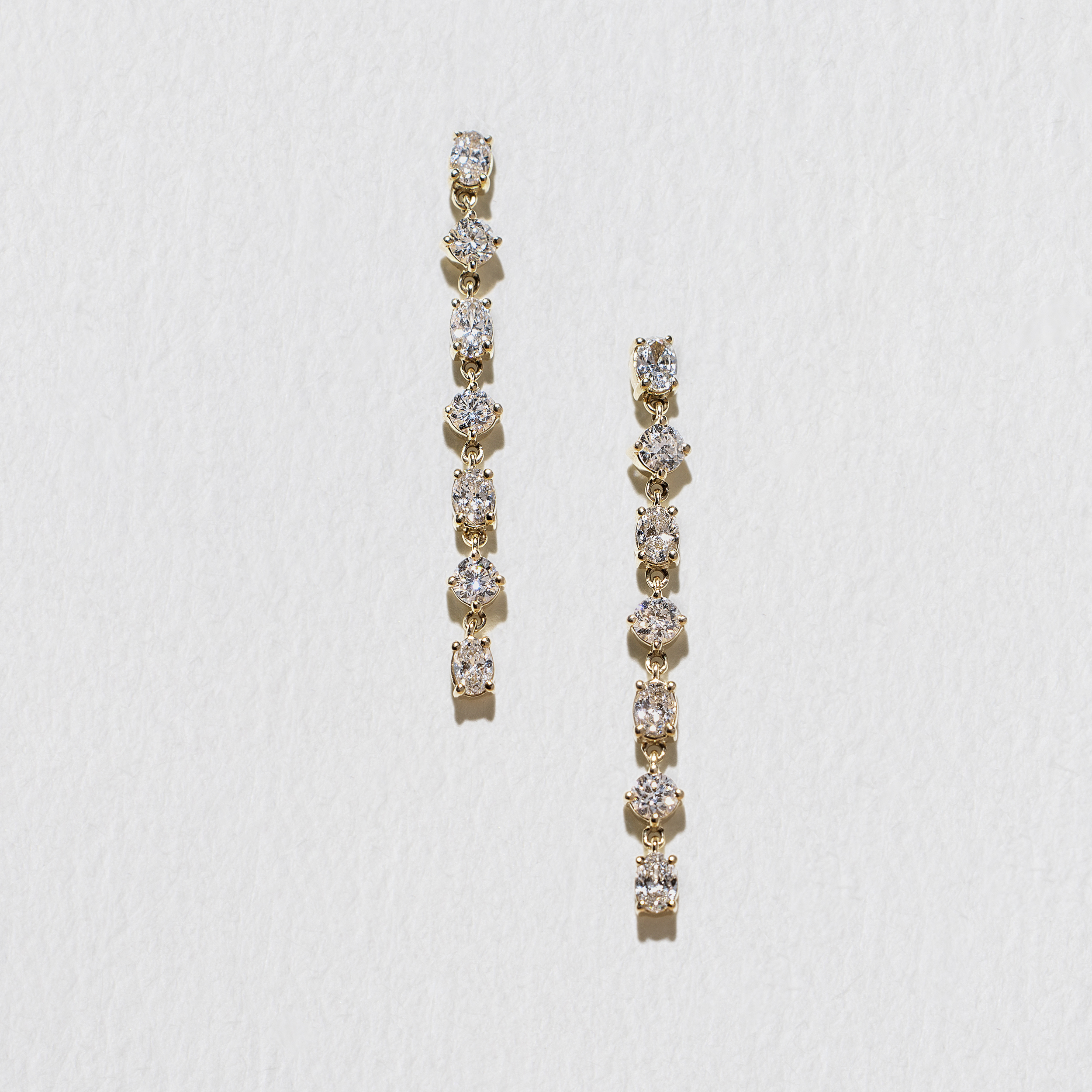 Mixed Diamond Drop Earrings in 14k Yellow Gold