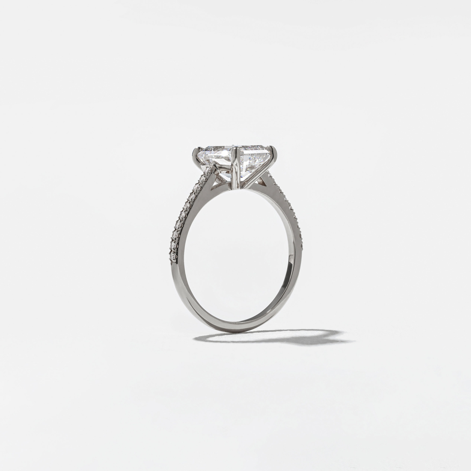 Iris Emerald-Cut Solitaire with Pavé in Platinum – view 5