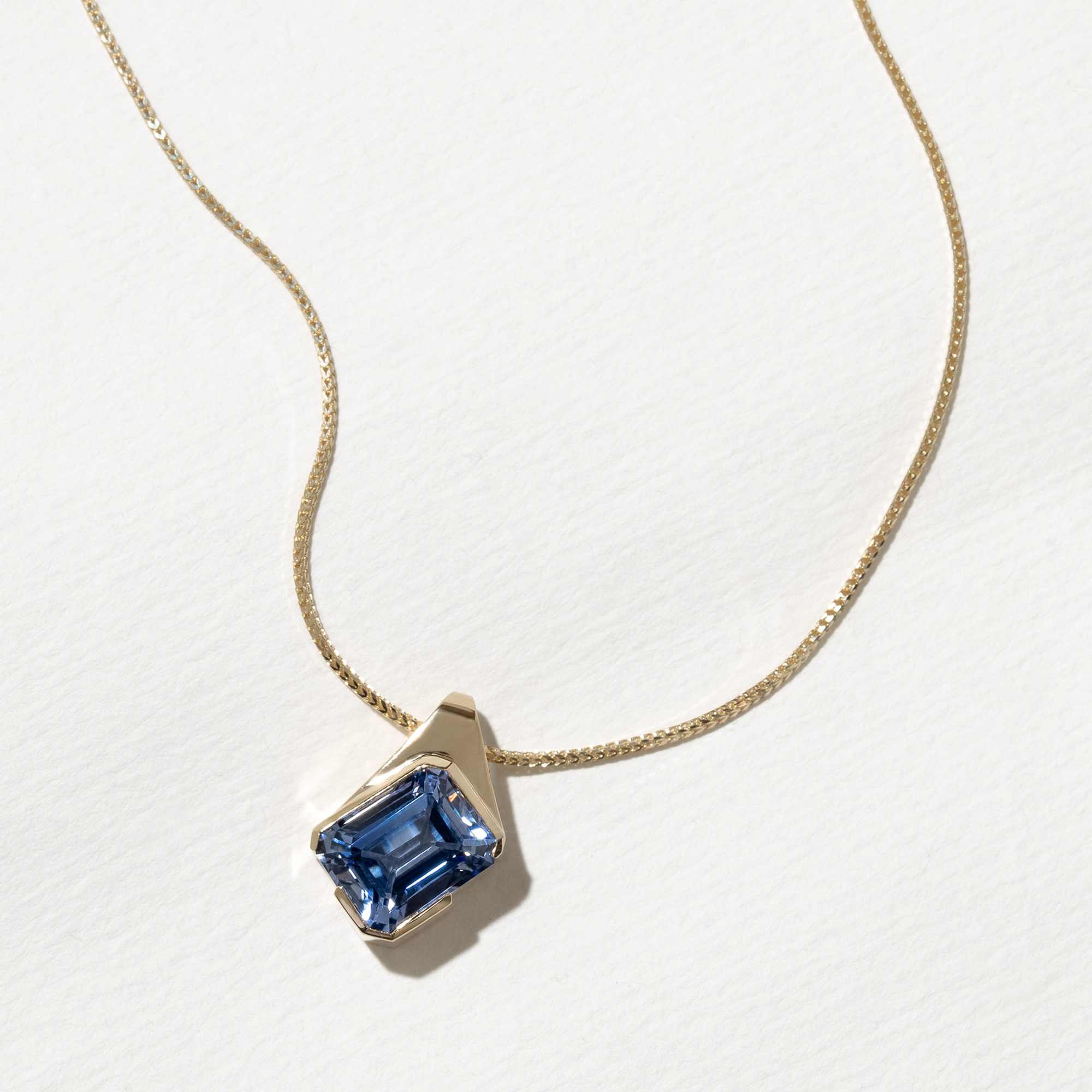Rhodes Emerald-Cut Sapphire Necklace in 14k Yellow Gold