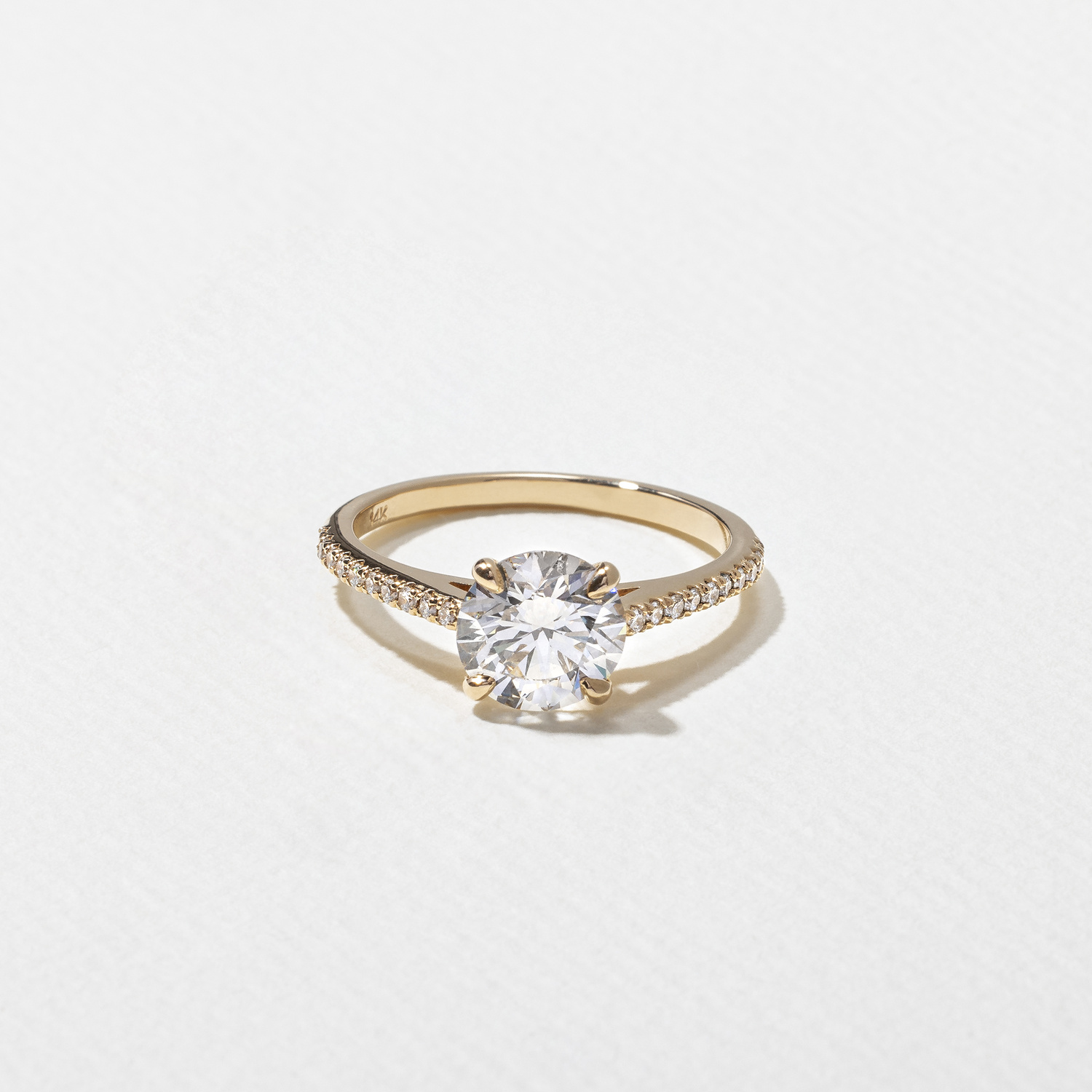 Iris Round Solitaire with Pavé in 14k Yellow Gold