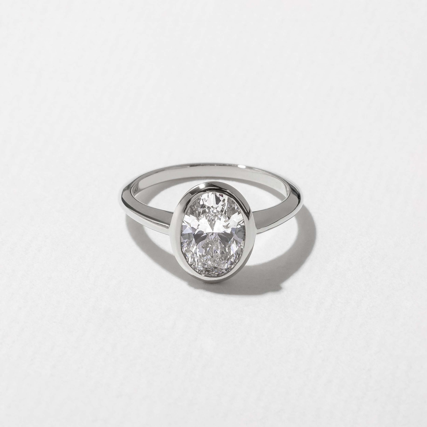 Bailey Oval Solitaire in 18k White Gold