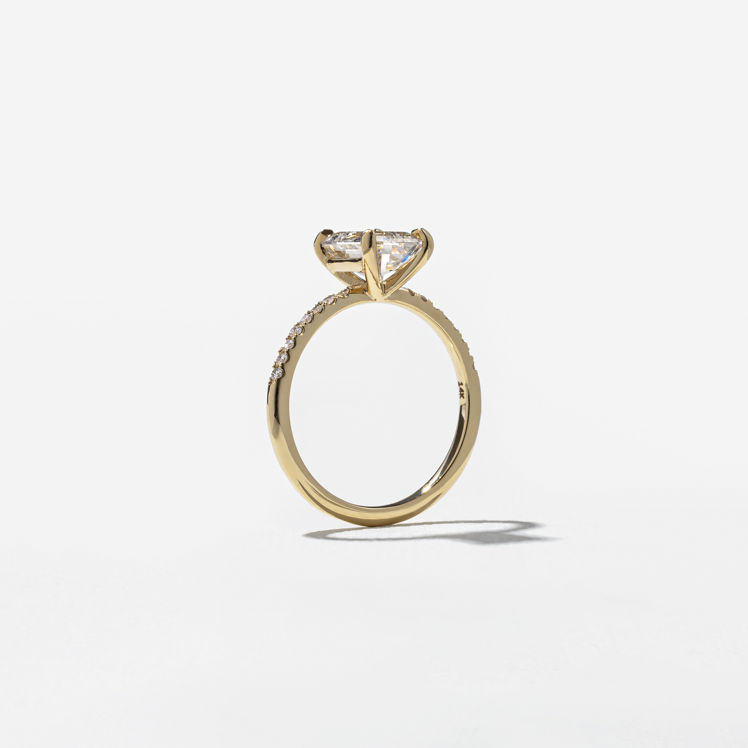 Grace Emerald-Cut Solitaire with Pave in 14k Yellow Gold – view 5