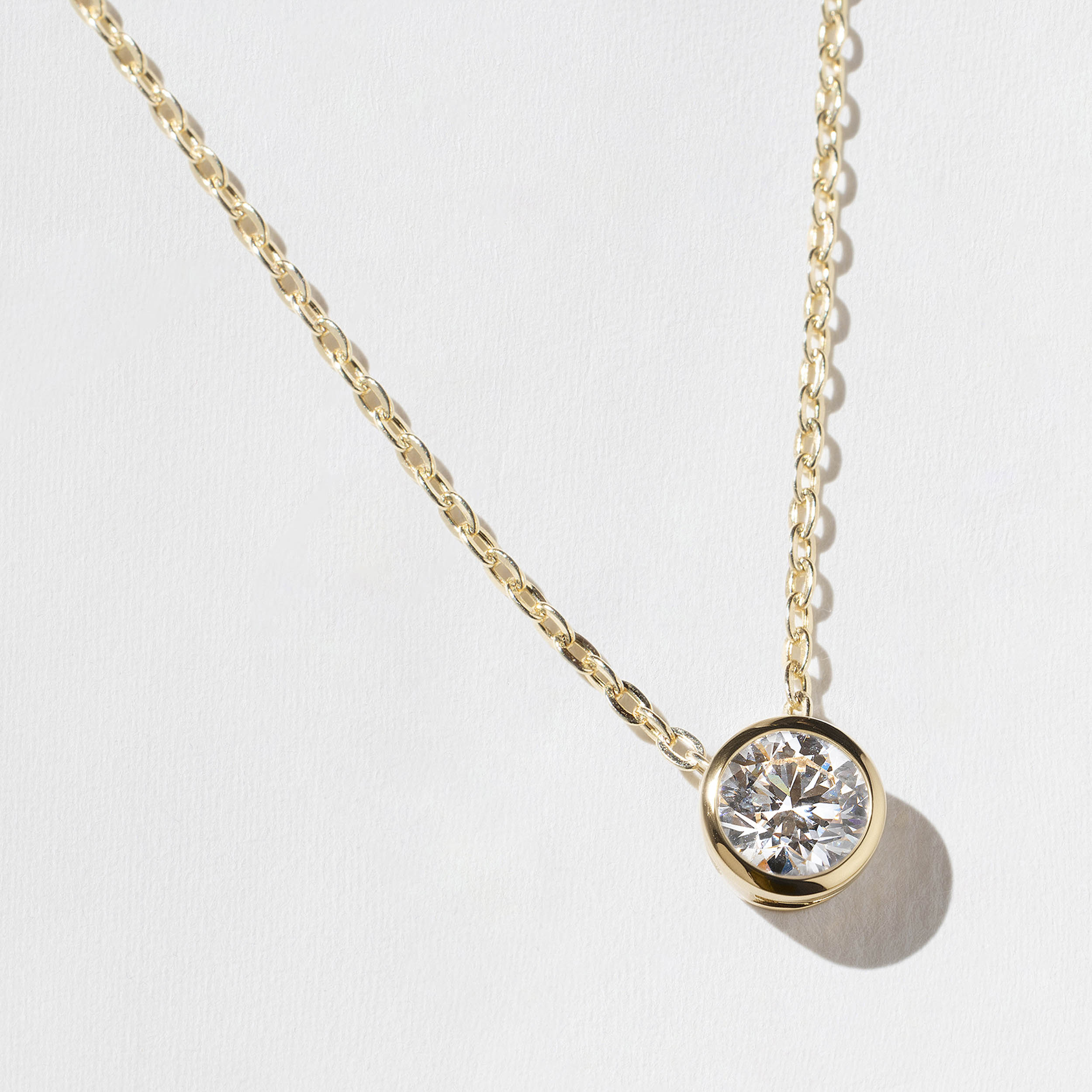 Monaco 1.00ct Bezel-Set Round Diamond Necklace in 14k Yellow Gold