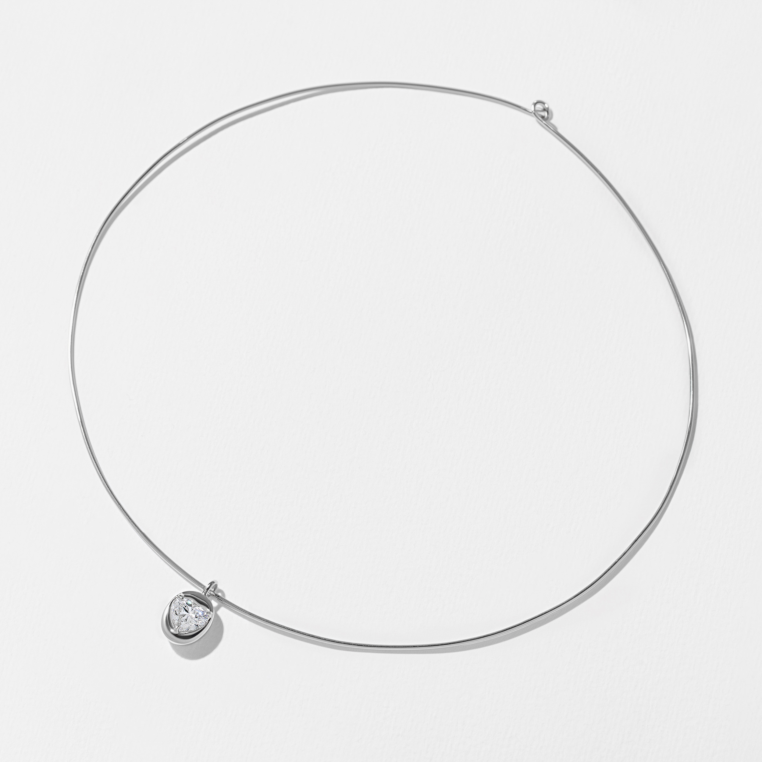 Delphi Heart Diamond Collar in 14k White Gold