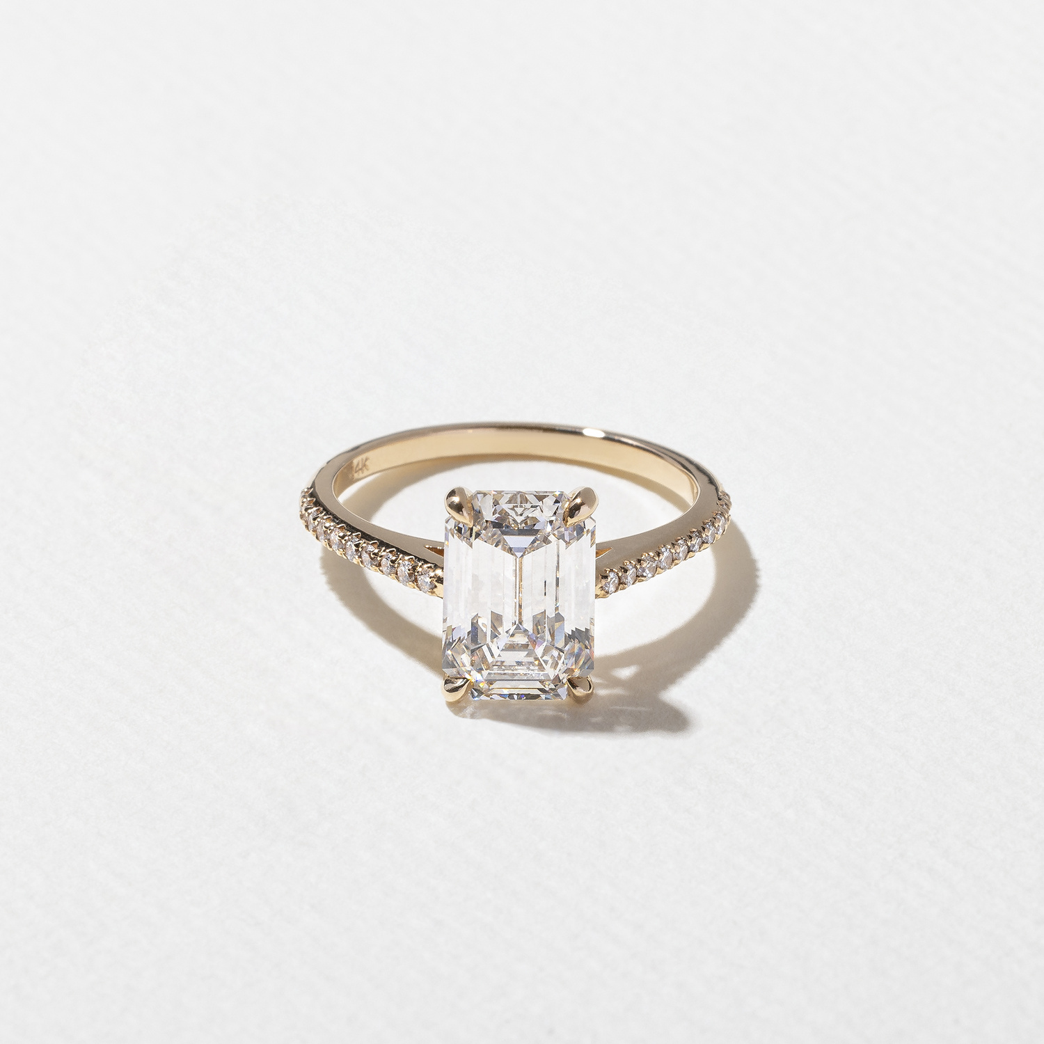 Iris Emerald-Cut Solitaire with Pavé in 14k Yellow Gold