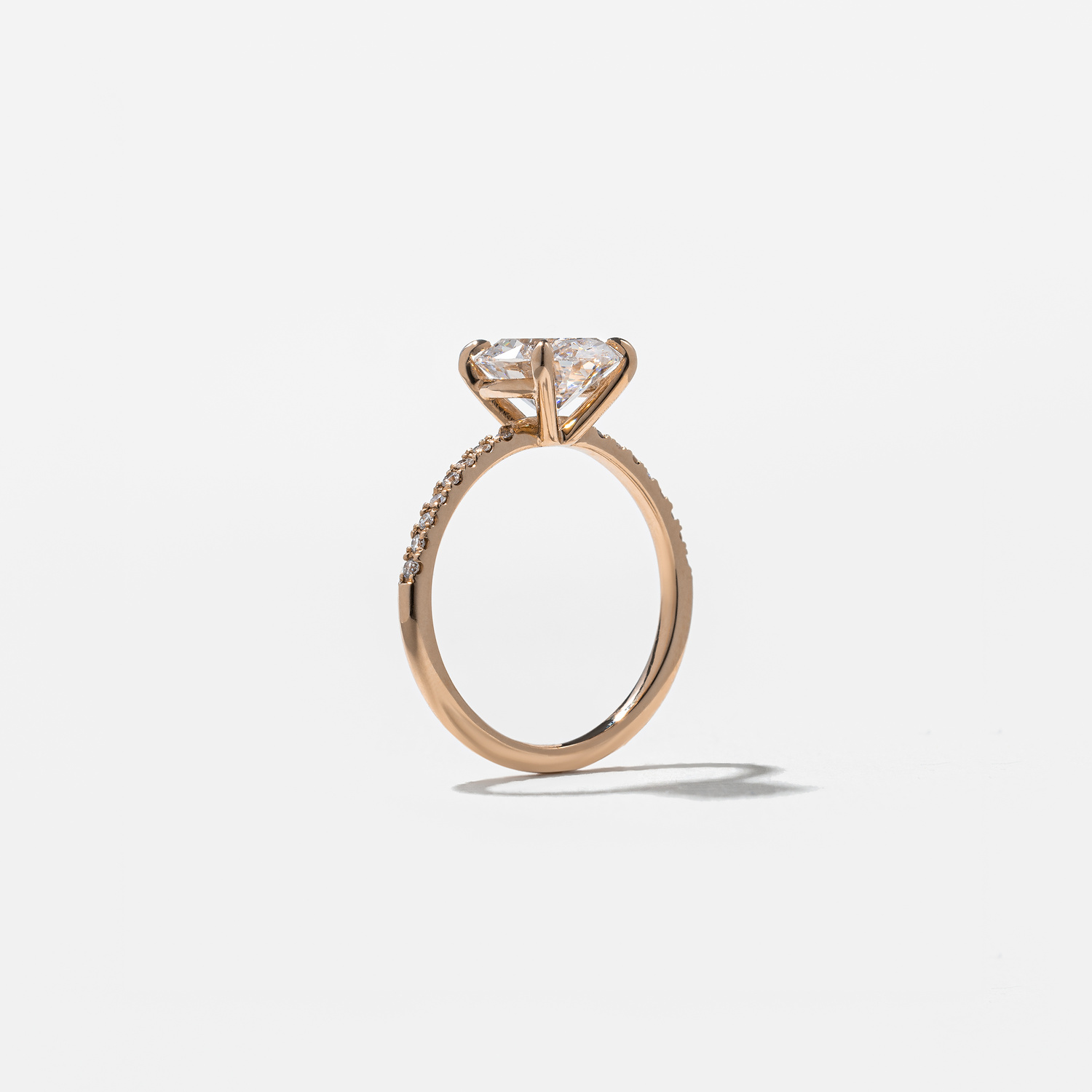 Grace Oval Solitaire with Pavé in 14k Rose Gold – view 5