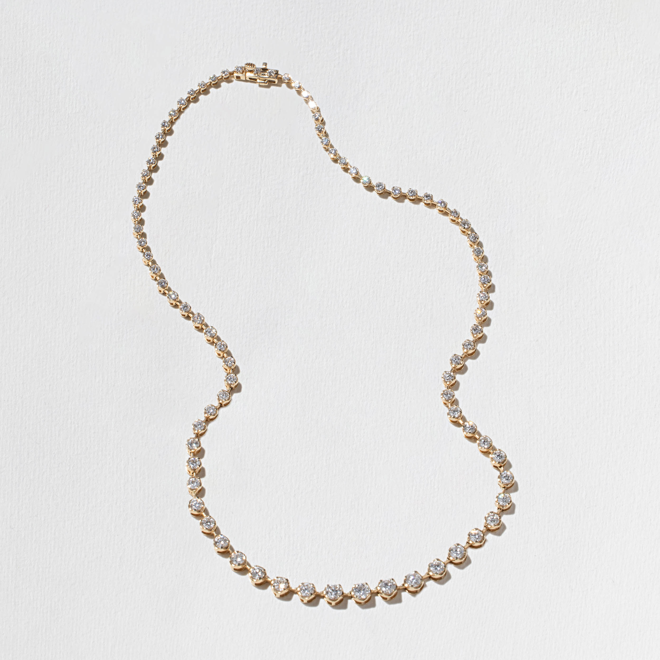 Hampton 6.75ct Graduating Diamond Tennis Necklace in 14k Yellow Gold