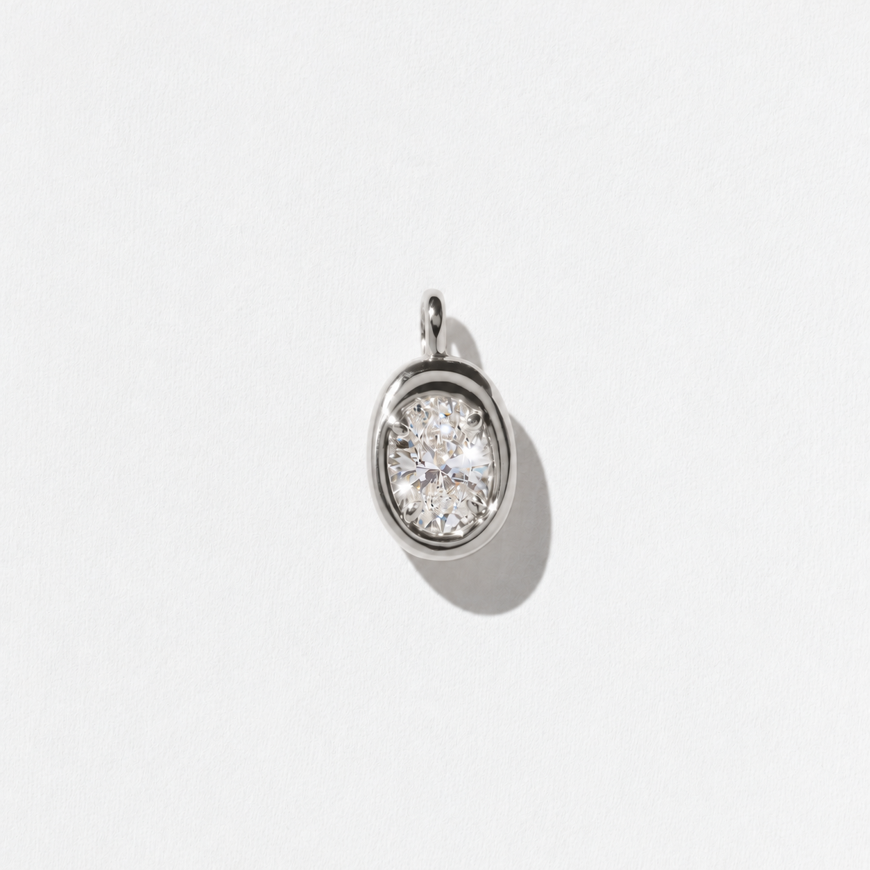 Delphi Oval Diamond Pendant in 14k White Gold