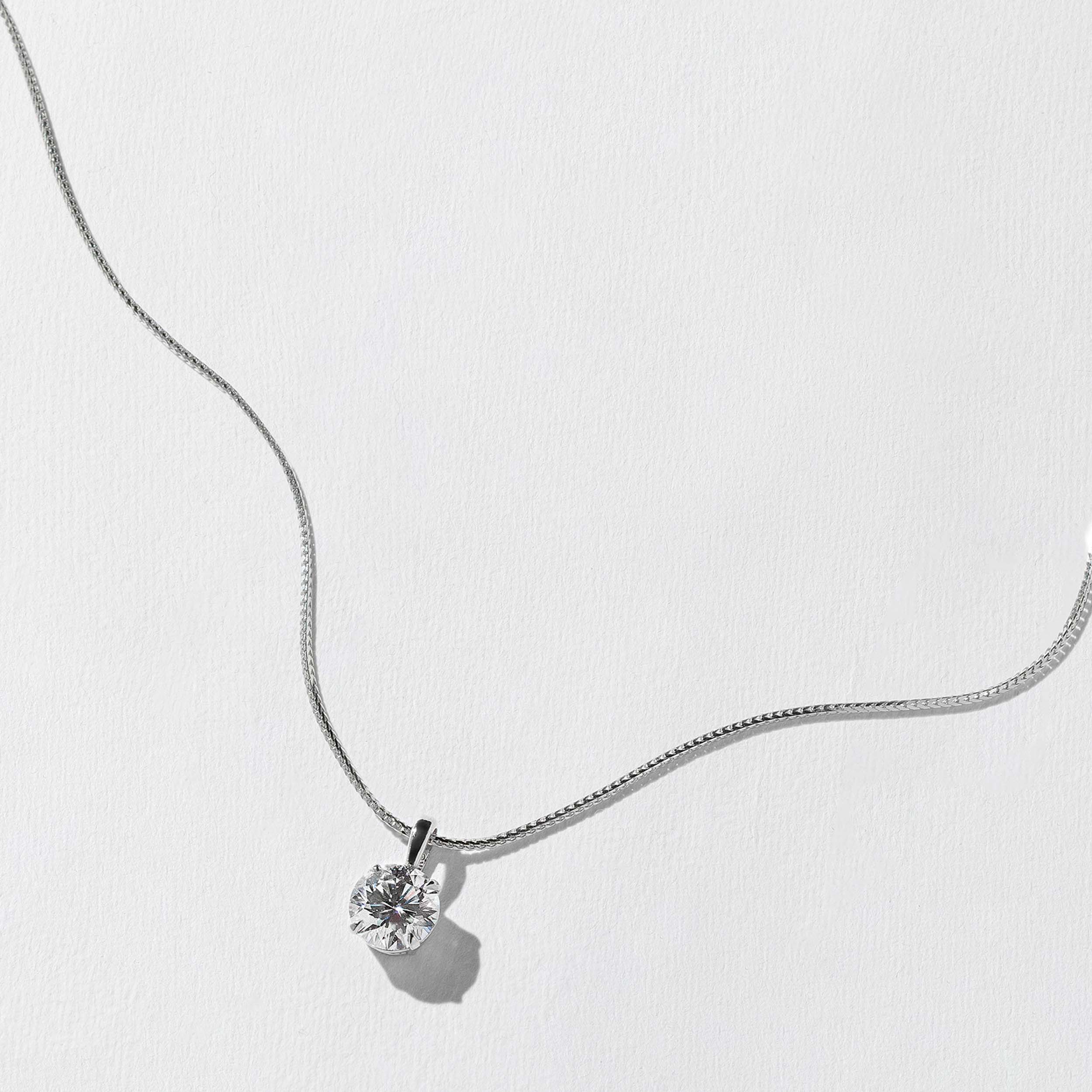 Capri Round Diamond Necklace in 14k White Gold