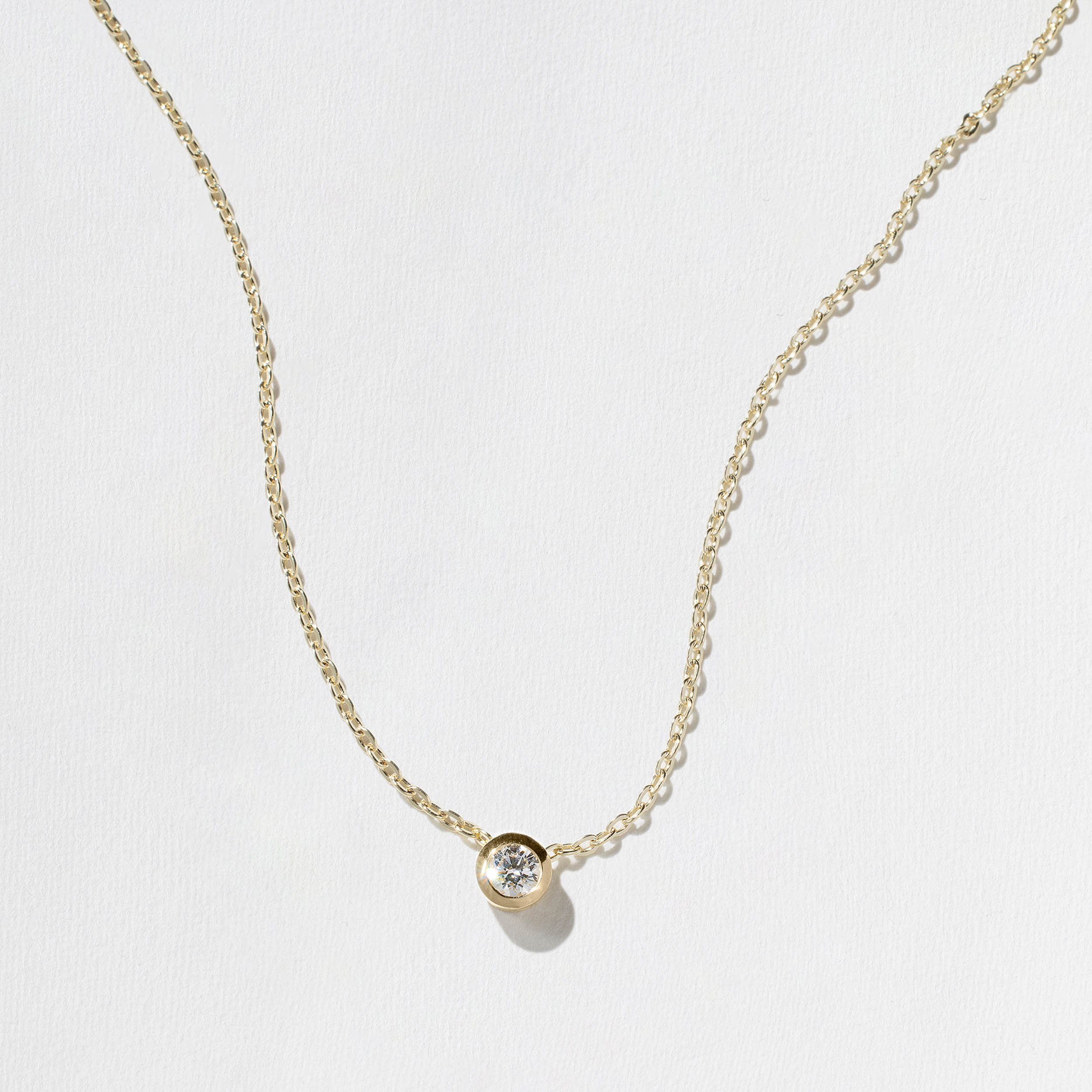 Monaco 0.33ct Bezel-Set Round Diamond Necklace in 14k Yellow Gold