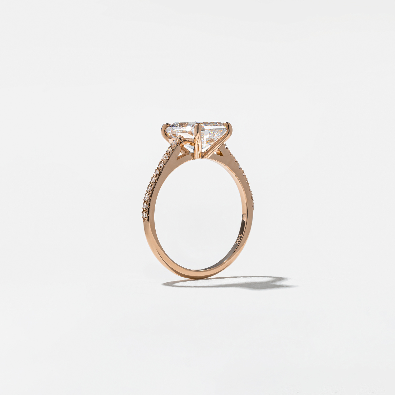 Iris Emerald-Cut Solitaire with Pavé in 14k Rose Gold – view 5