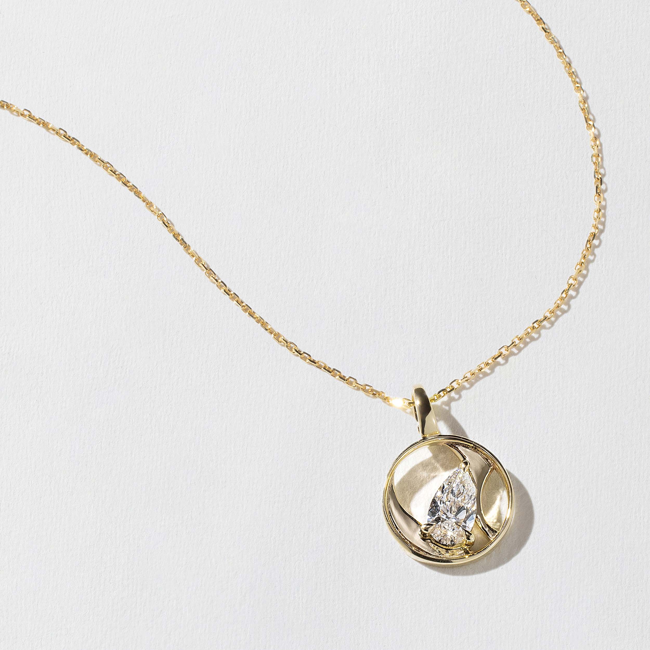 Cairo Pear Diamond Necklace in 14k Yellow Gold