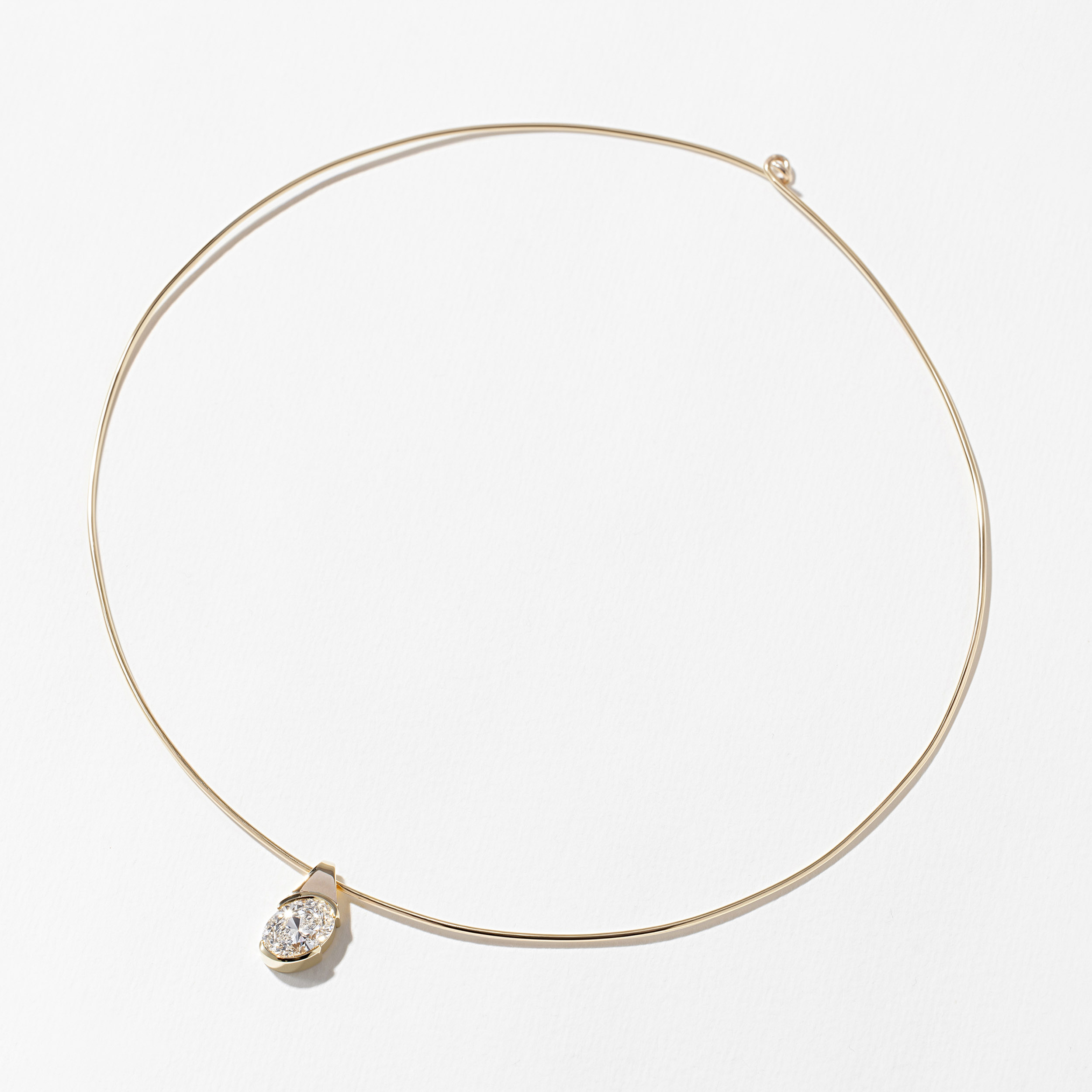 Rhodes Oval Diamond Collar in 14k Yellow Gold
