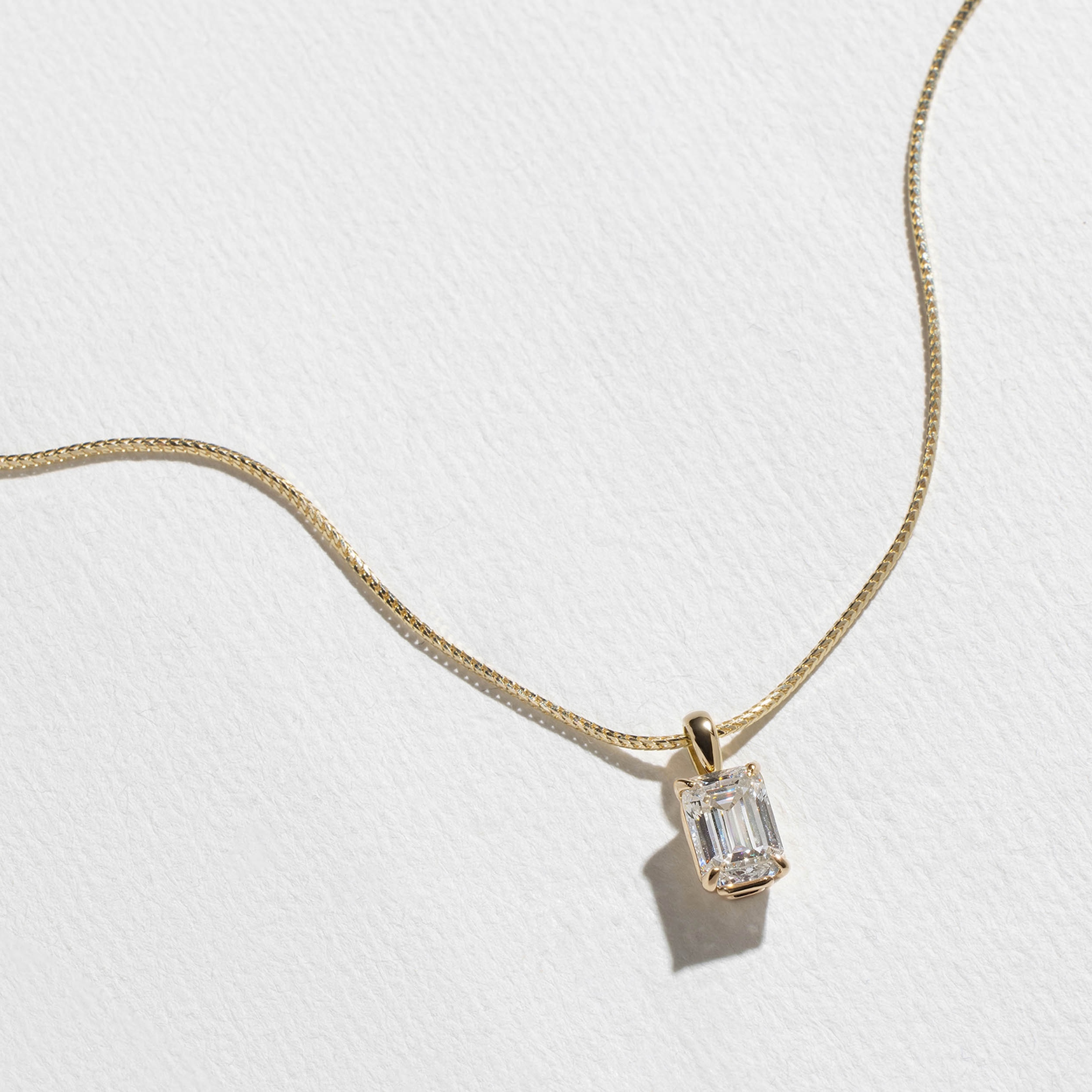 Capri Emerald-Cut Diamond Necklace in 14k Yellow Gold