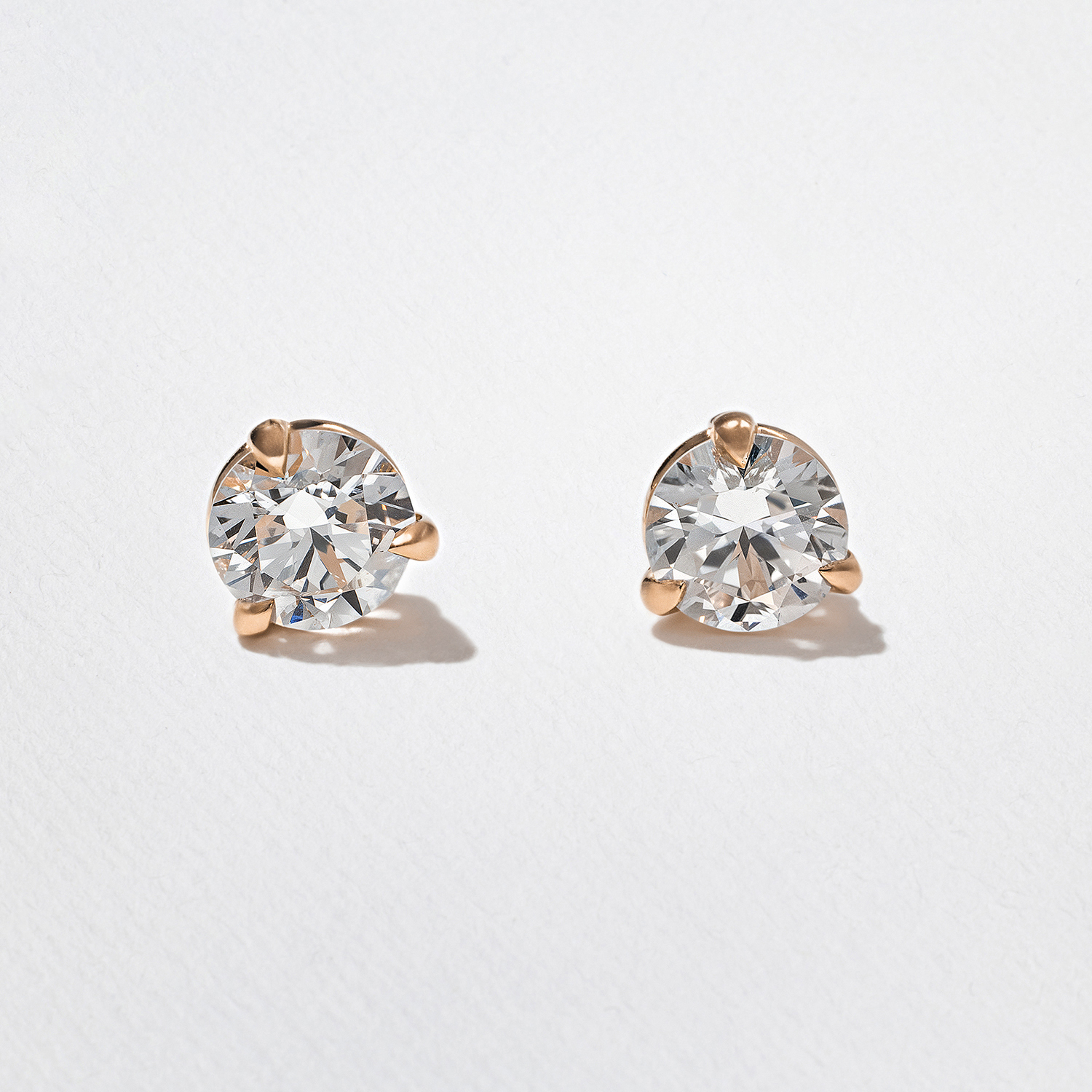 1.50ct Classic Round Diamond Studs in 14k Rose Gold