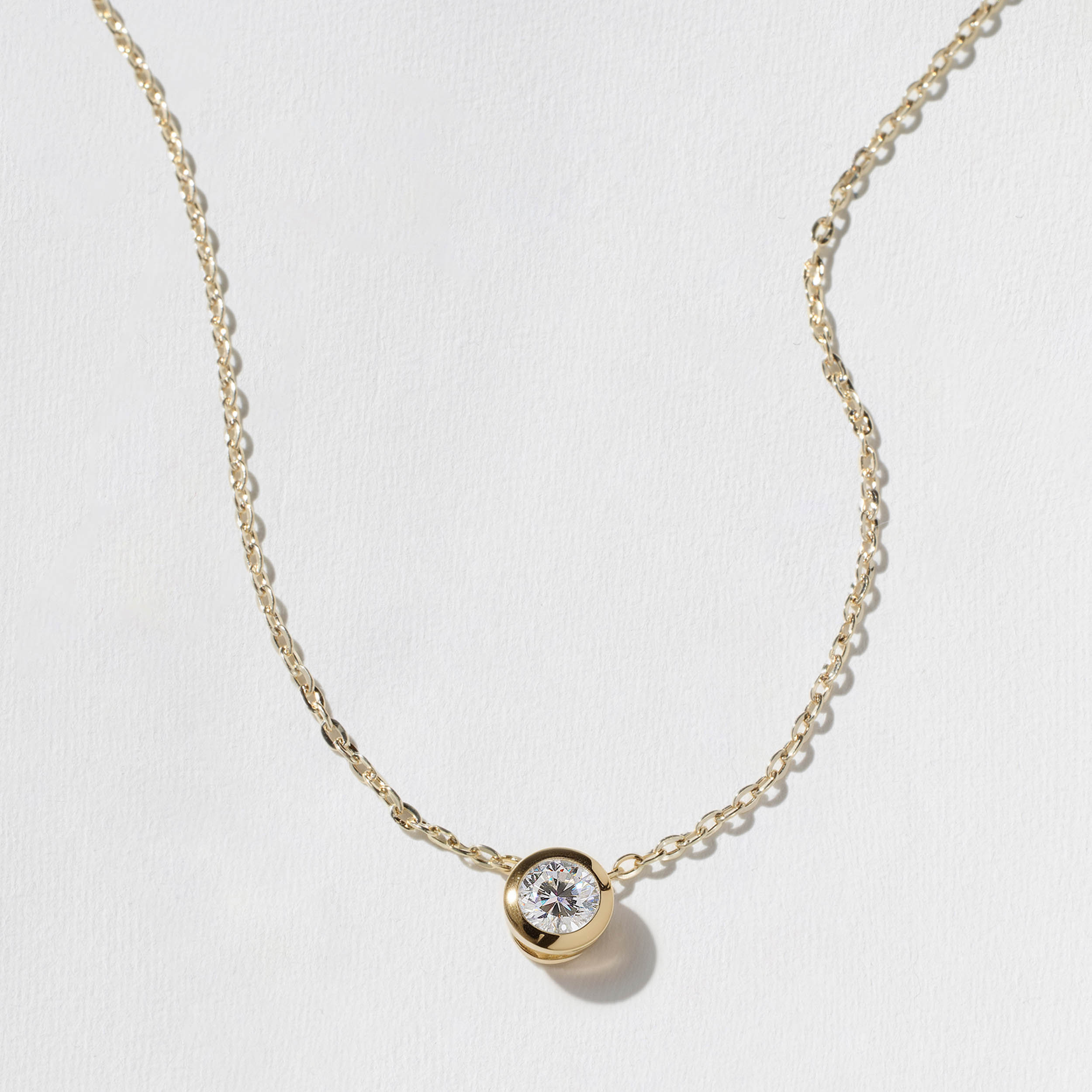 Monaco 0.75ct Bezel-Set Round Diamond Necklace in 14k Yellow Gold