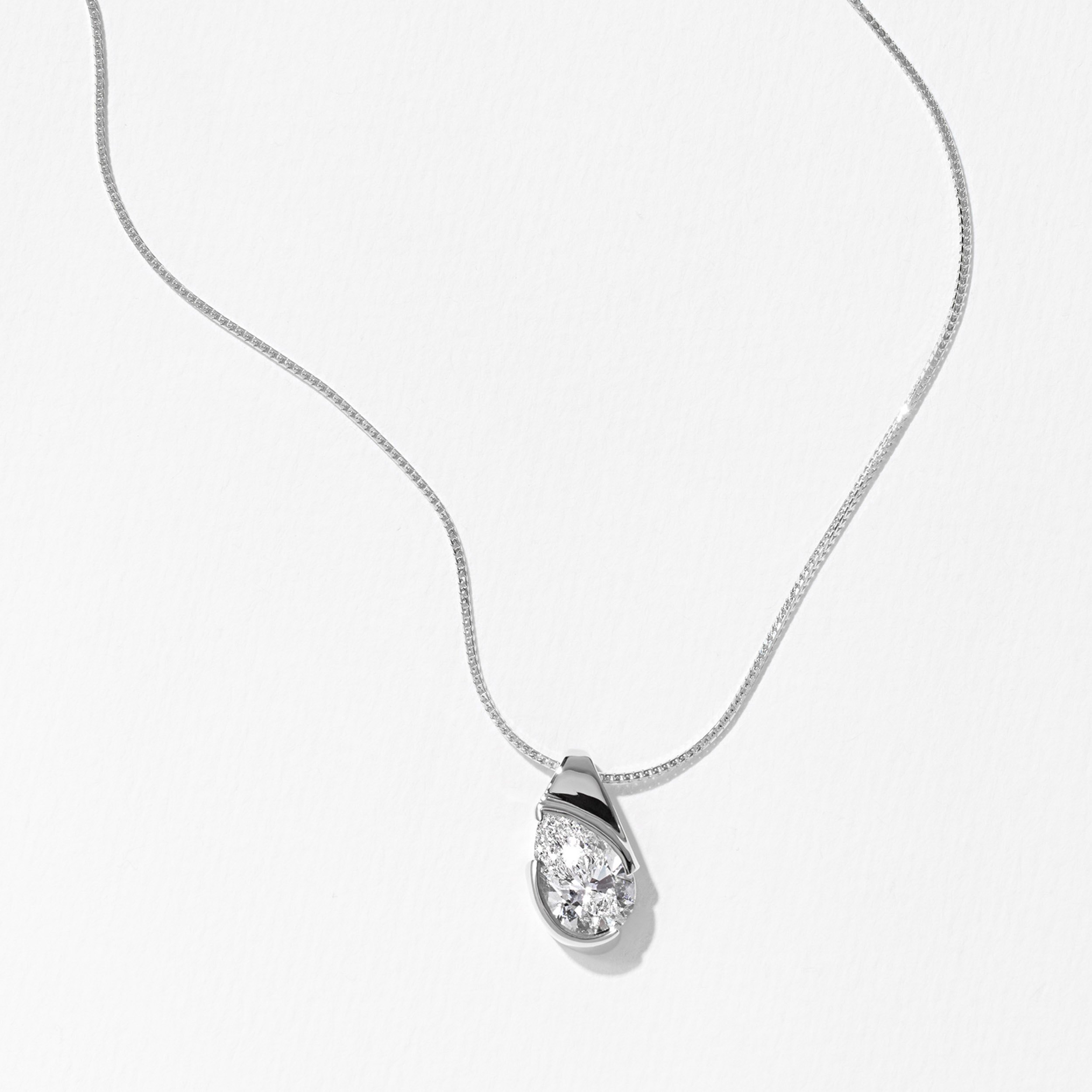 Rhodes Pear Diamond Necklace in 14k White Gold