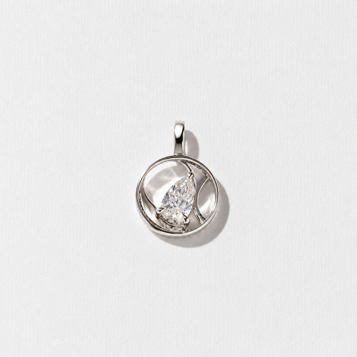 Cairo Pear Diamond Pendant in 14k White Gold