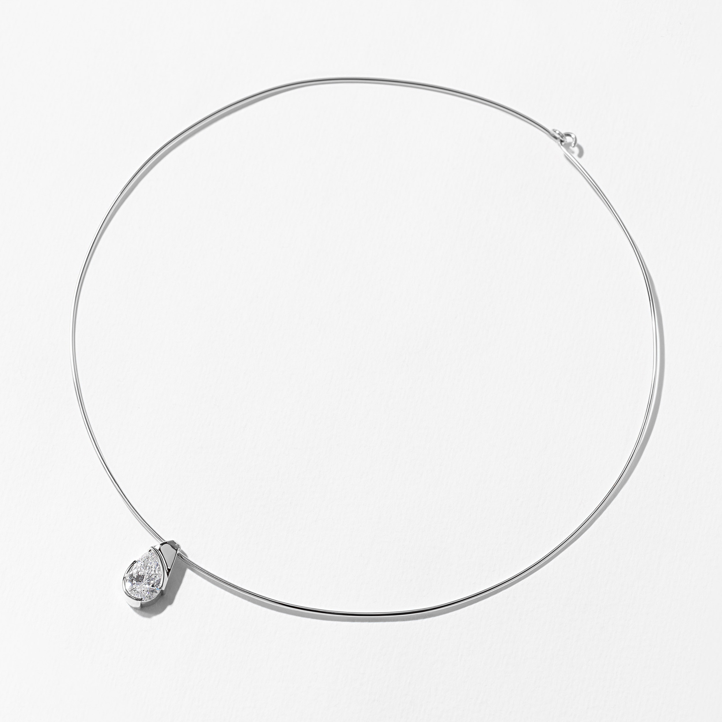 Rhodes Pear Diamond Collar in 14k White Gold