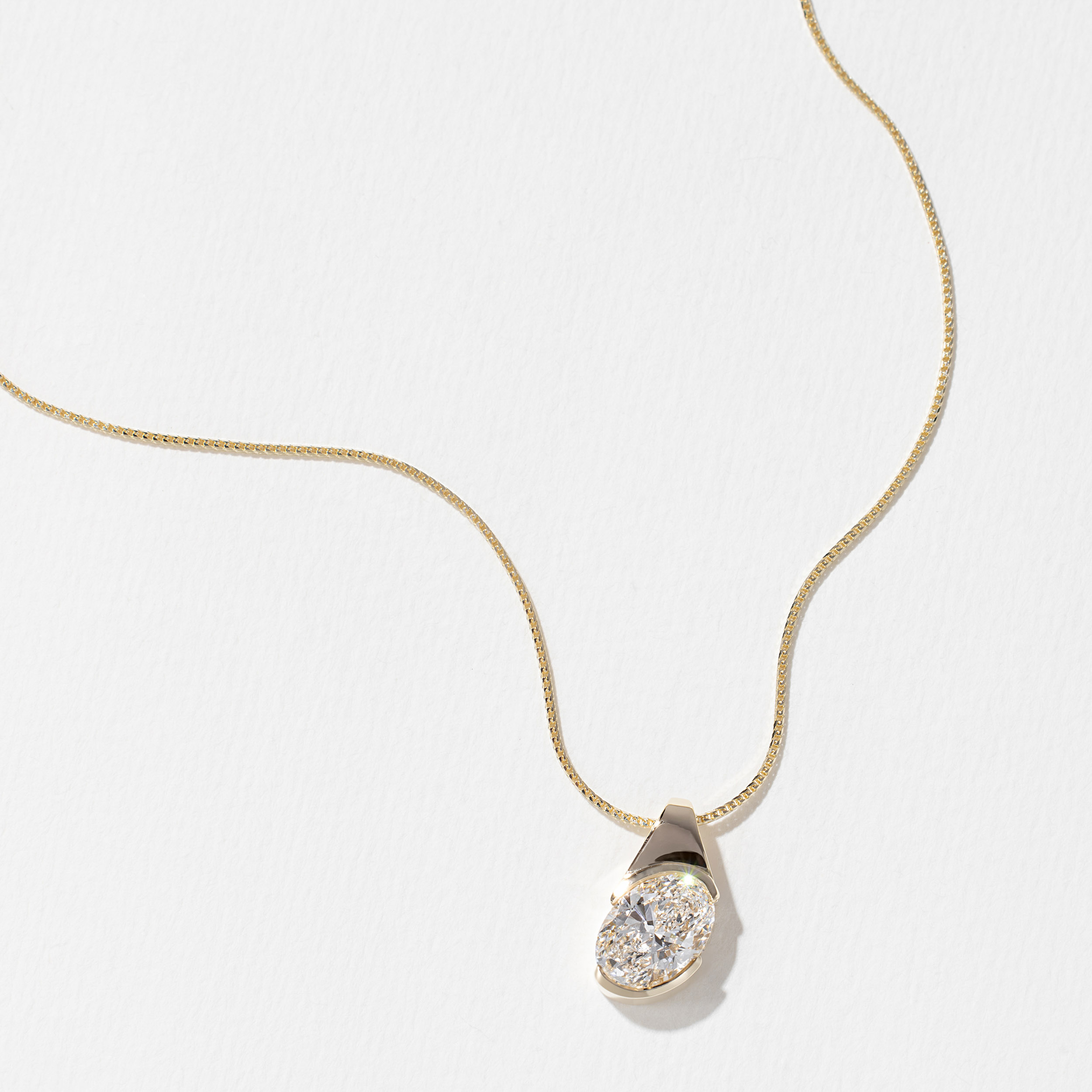 Rhodes Oval Diamond Necklace in 14k Yellow Gold