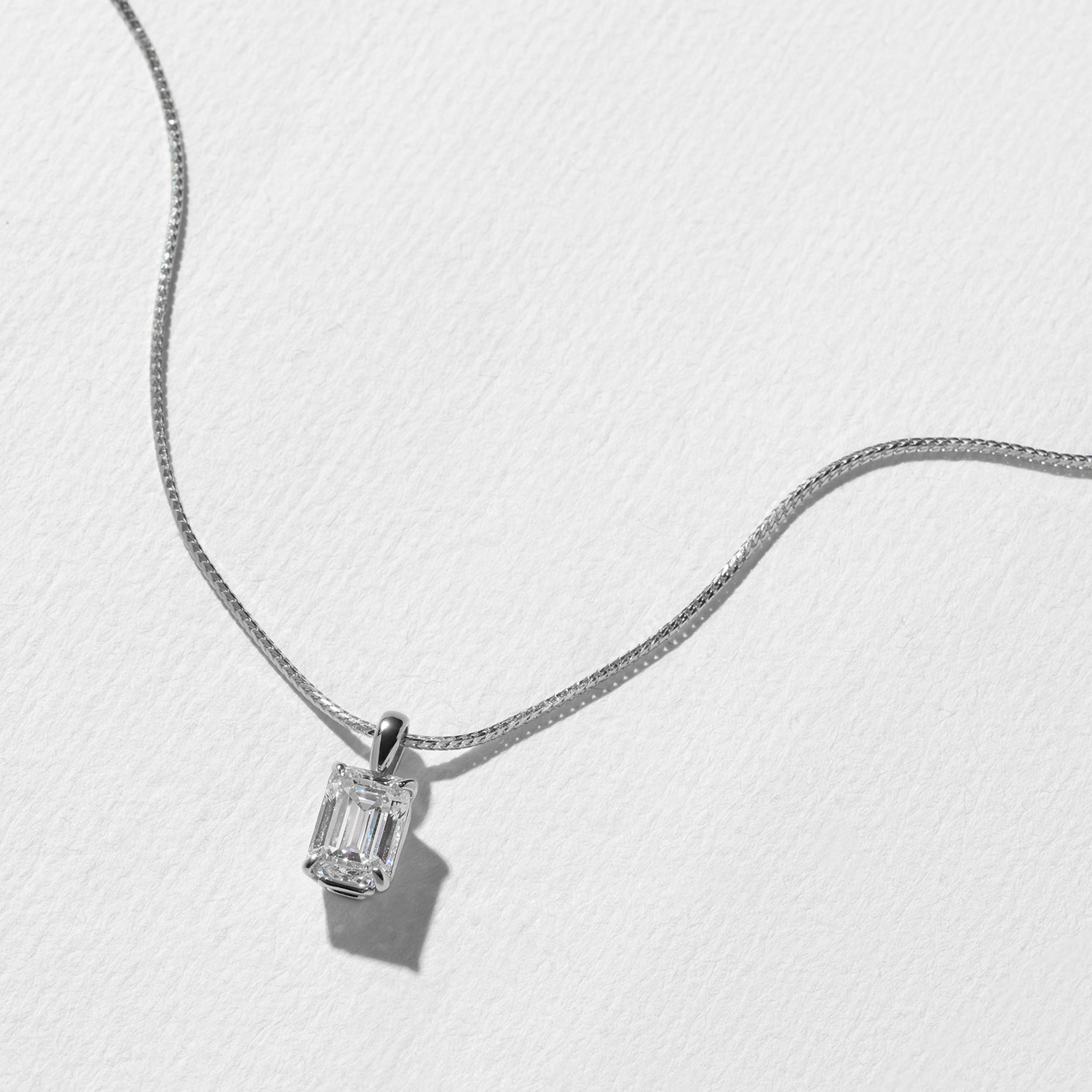 Capri Emerald-Cut Diamond Necklace in 14k White Gold