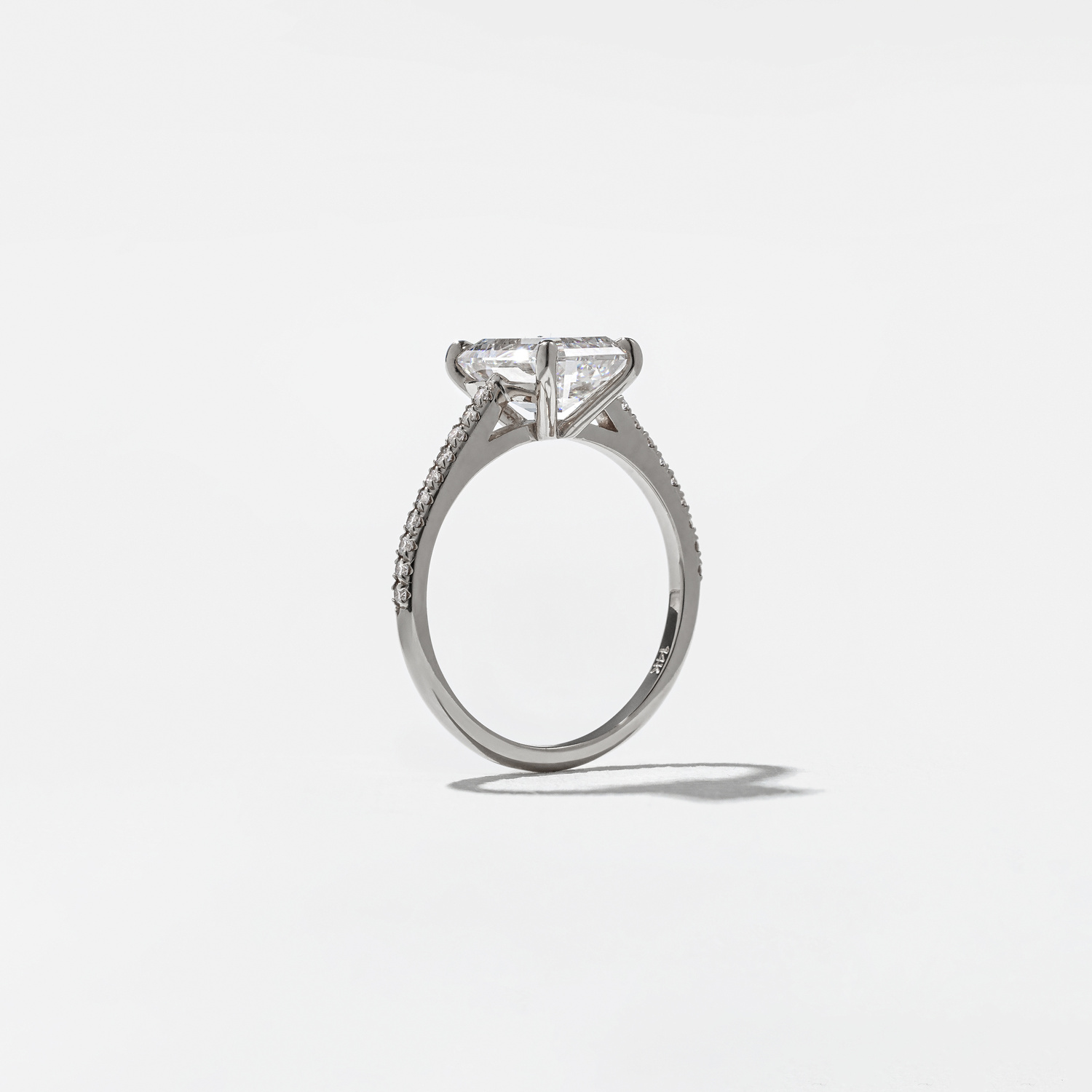 Iris Emerald-Cut Solitaire with Pavé in 14k White Gold – view 5