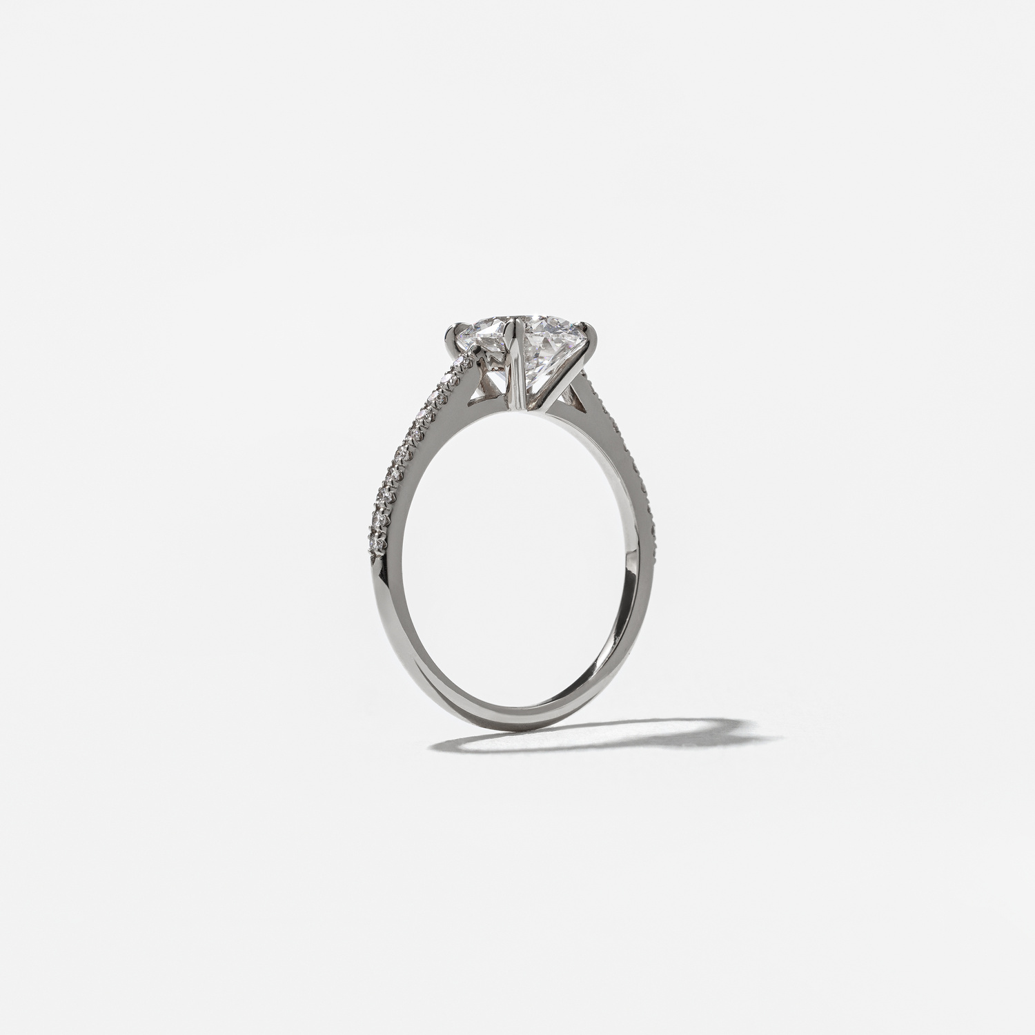 Grace Oval Solitaire with Pavé in 14k White Gold – view 5