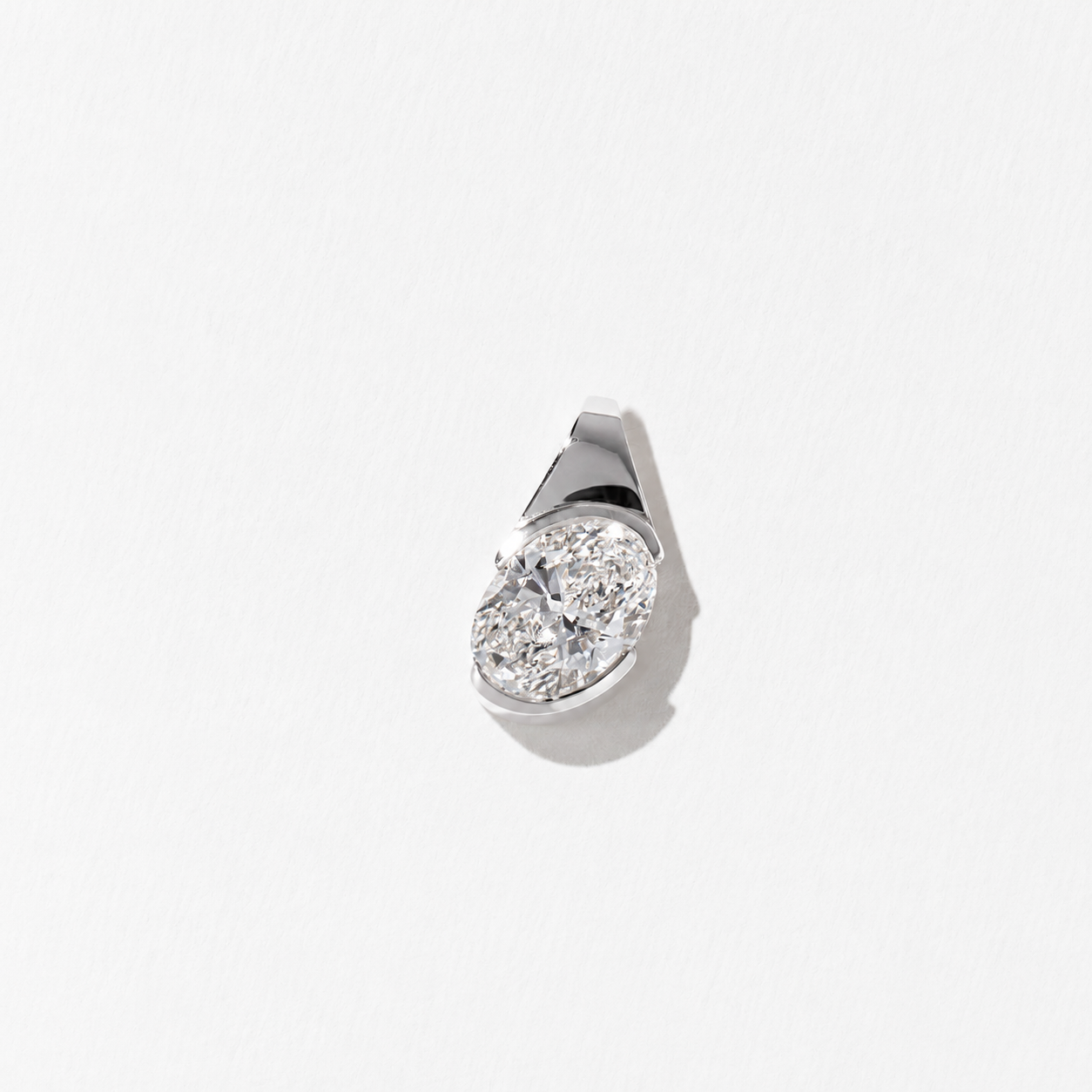 Rhodes Oval Diamond Pendant in 14k White Gold