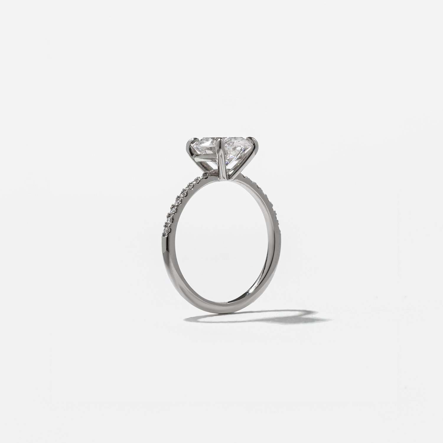 Grace Oval Solitaire with Pavé in Platinum – view 5