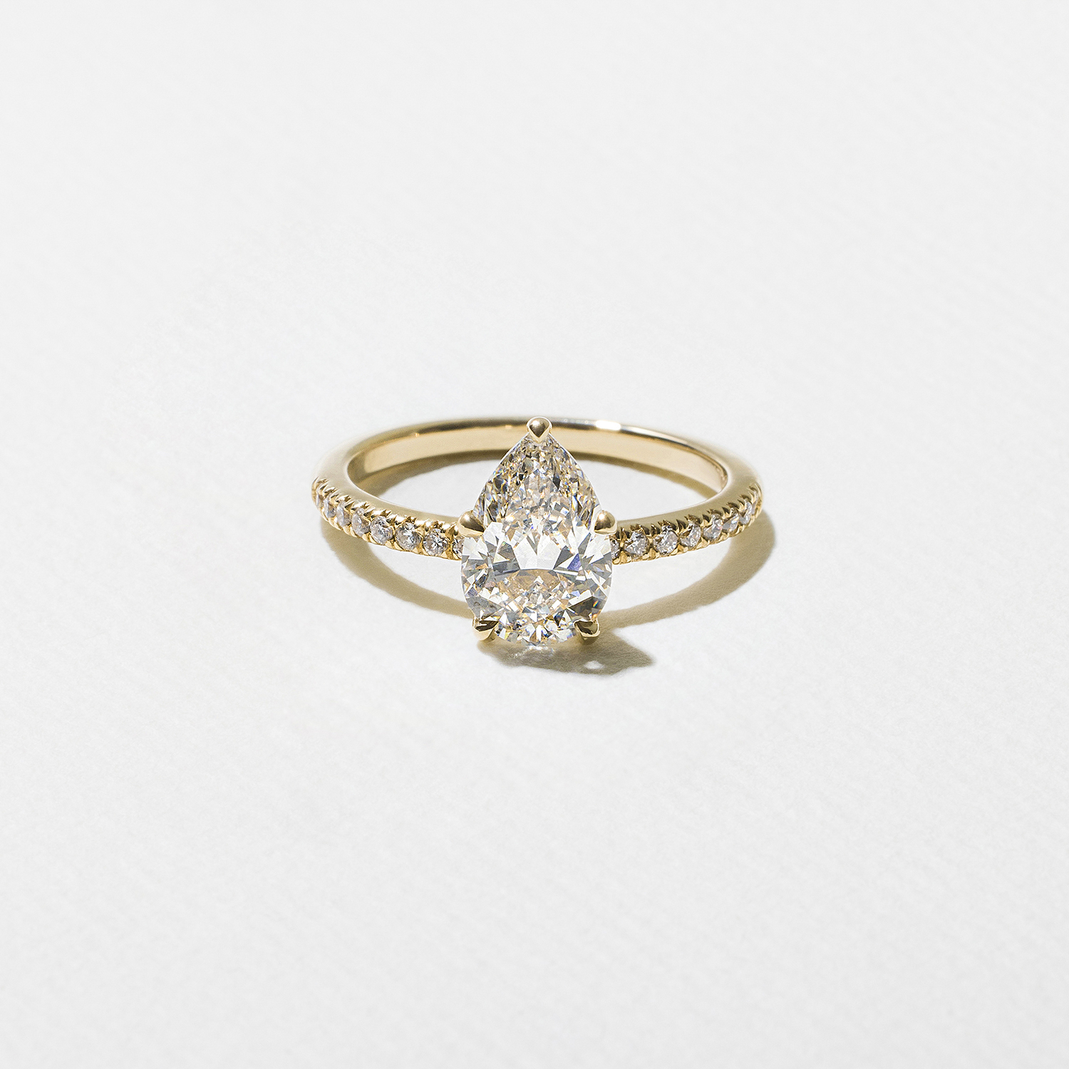 Grace Pear Solitaire with Pavé in 18k Yellow Gold