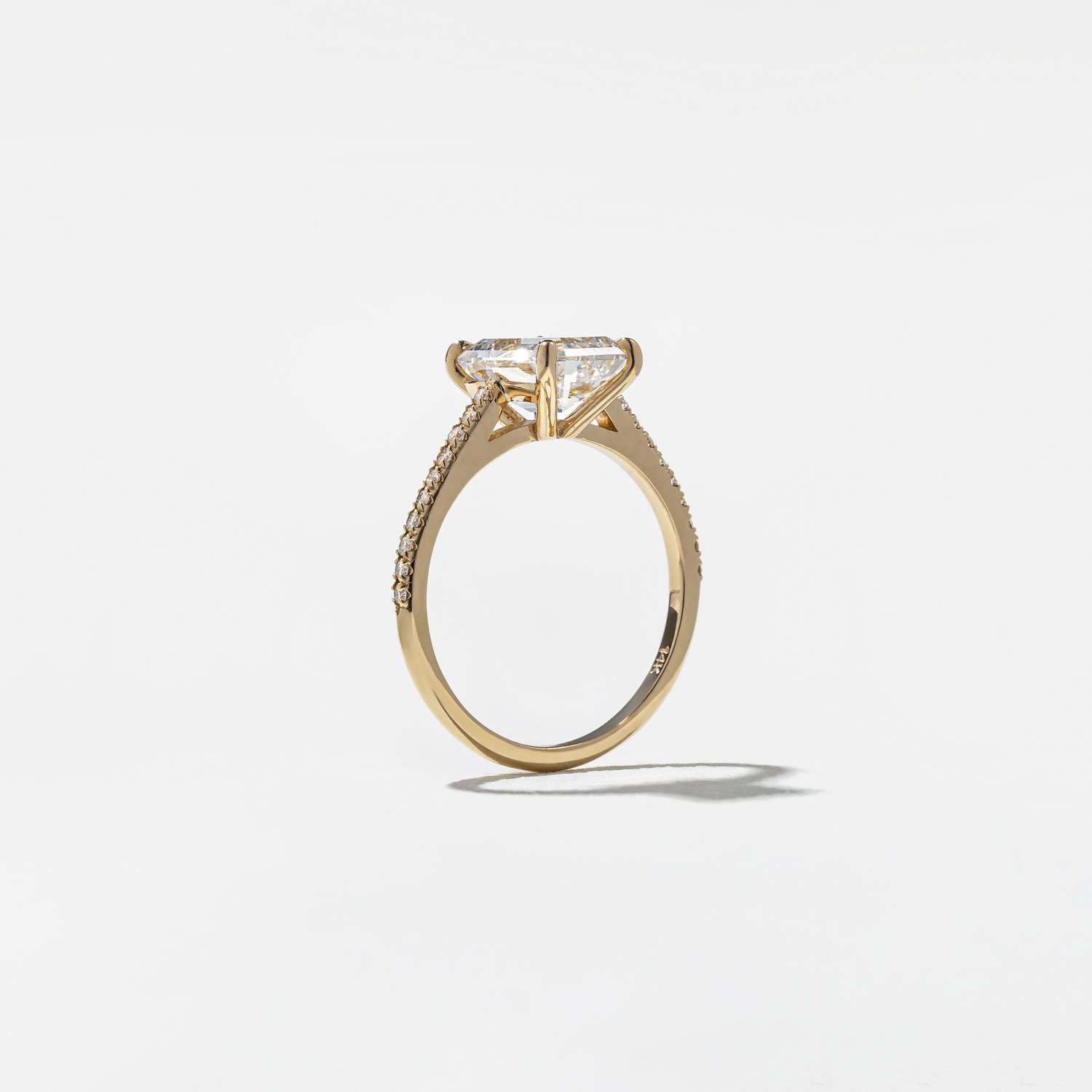 Iris Emerald-Cut Solitaire with Pavé in 18k Yellow Gold – view 5