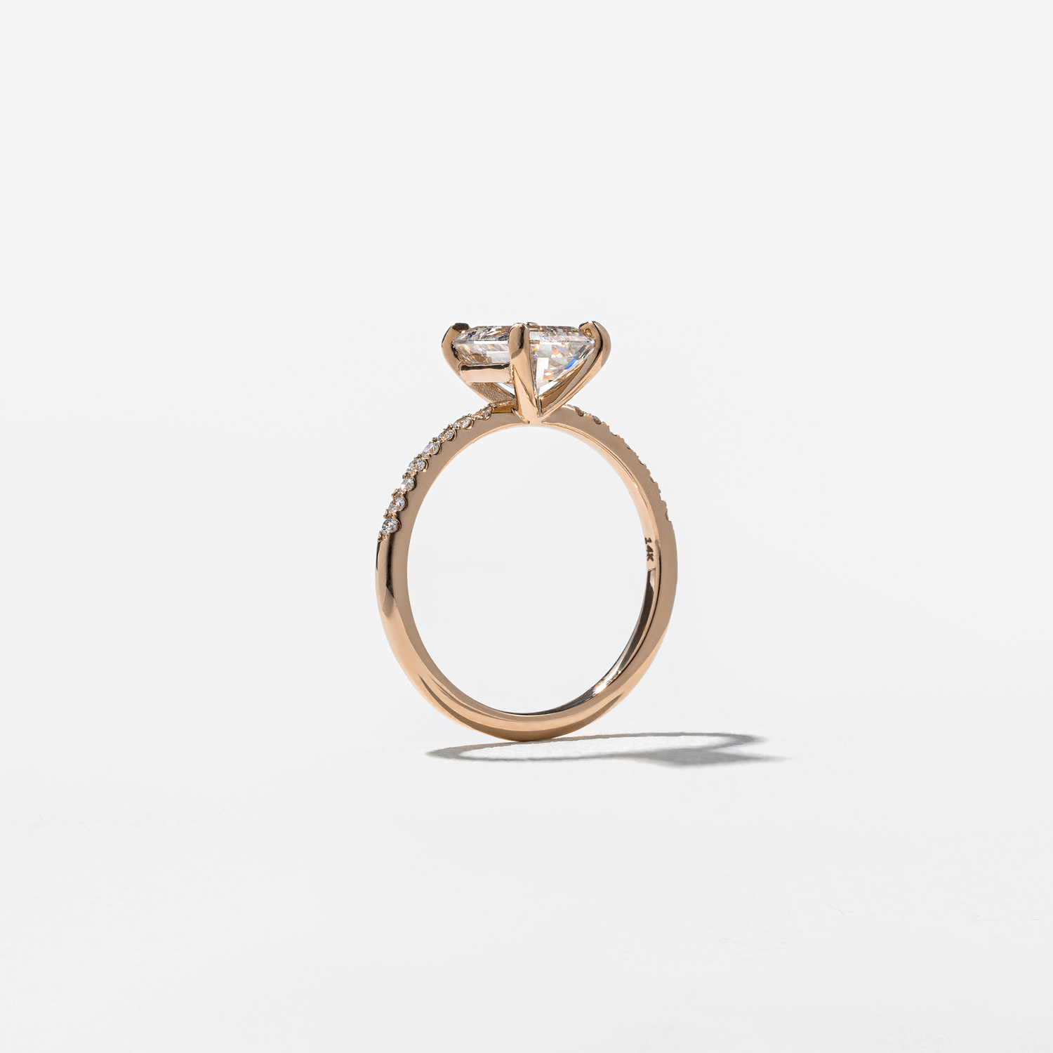 Grace Emerald-Cut Solitaire with Pave in 14k Rose Gold – view 5