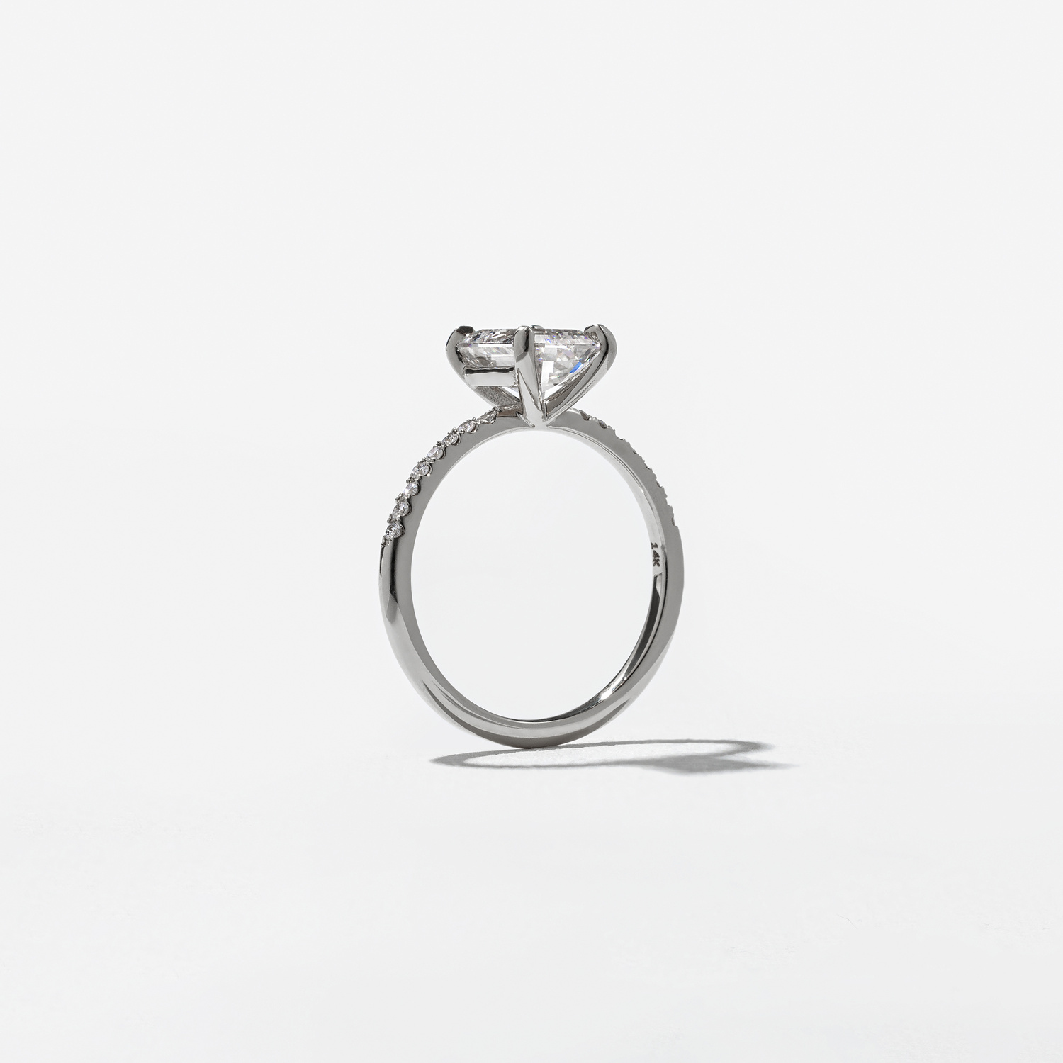 Grace Emerald-Cut Solitaire with Pave in 18k White Gold – view 5