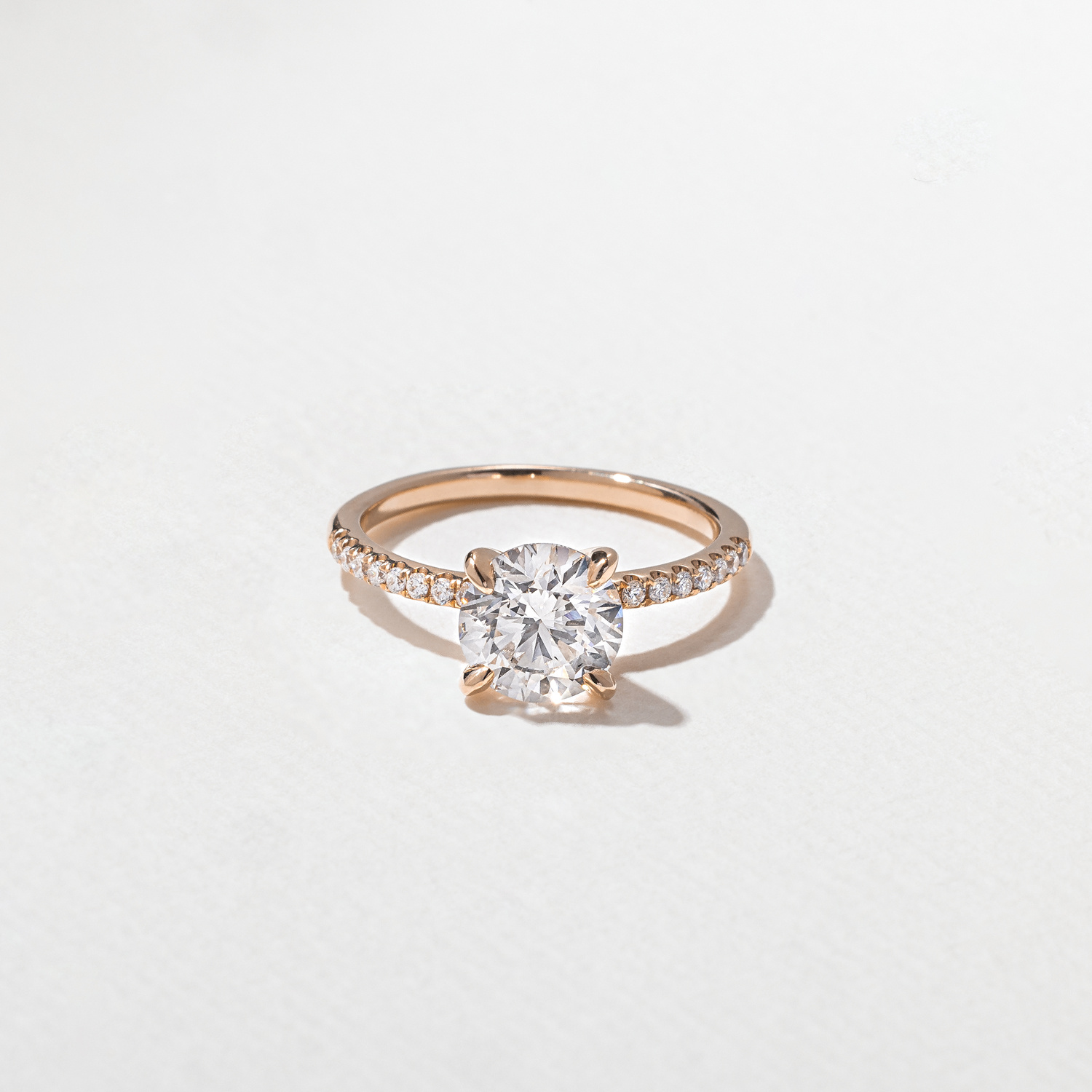 Grace Round Solitaire with Pavé in 14k Rose Gold