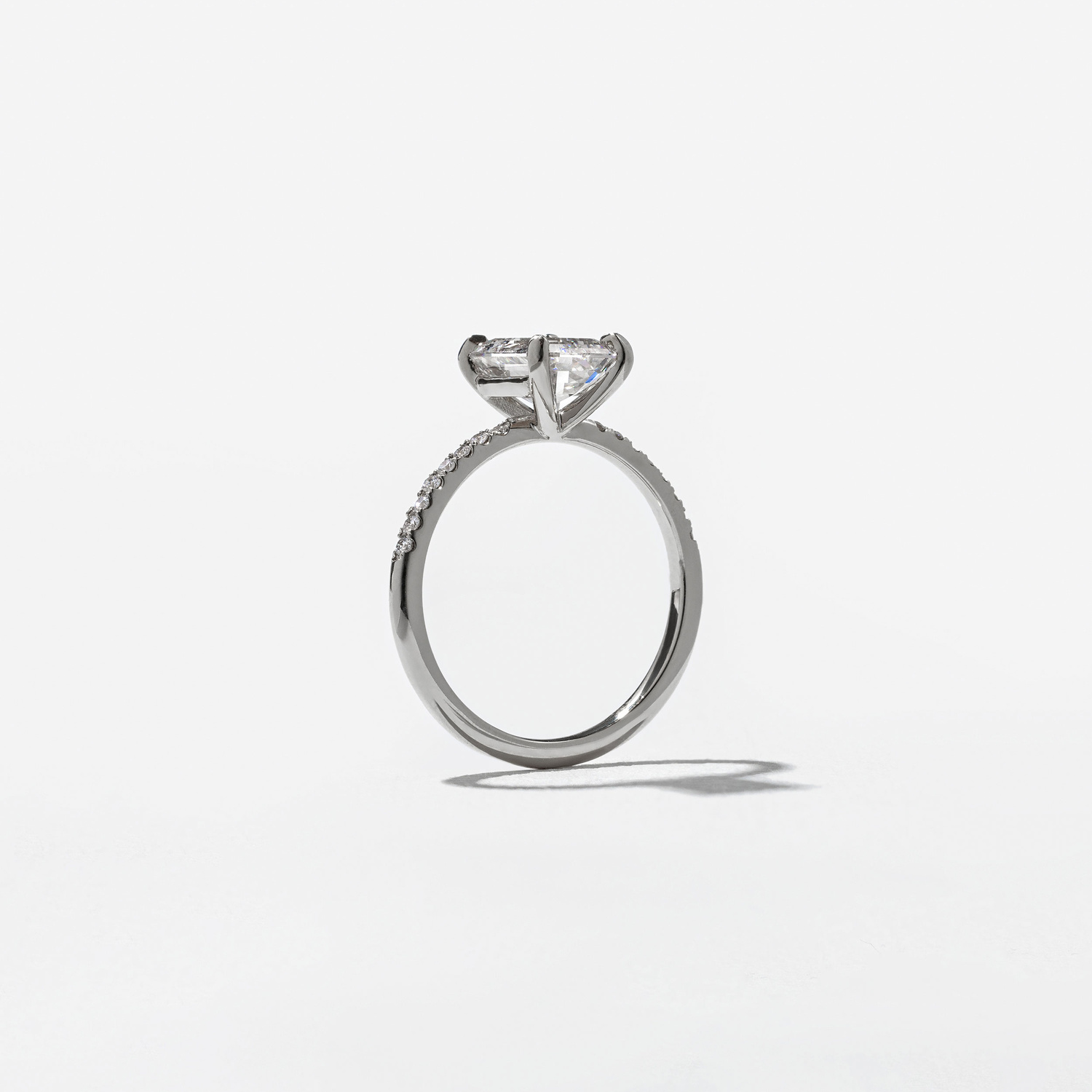 Grace Emerald-Cut Solitaire with Pave in Platinum – view 5