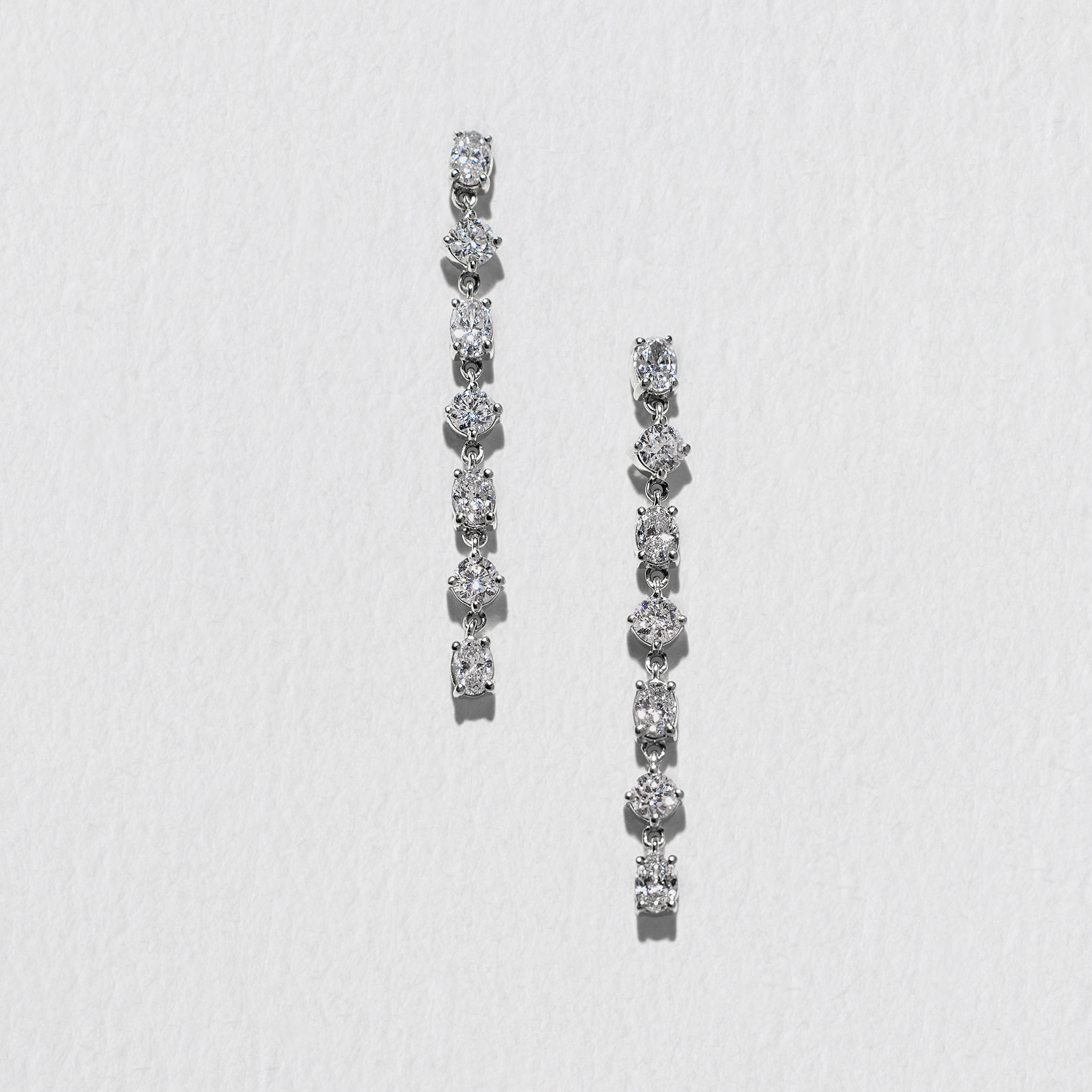 Mixed Diamond Drop Earrings in 14k White Gold
