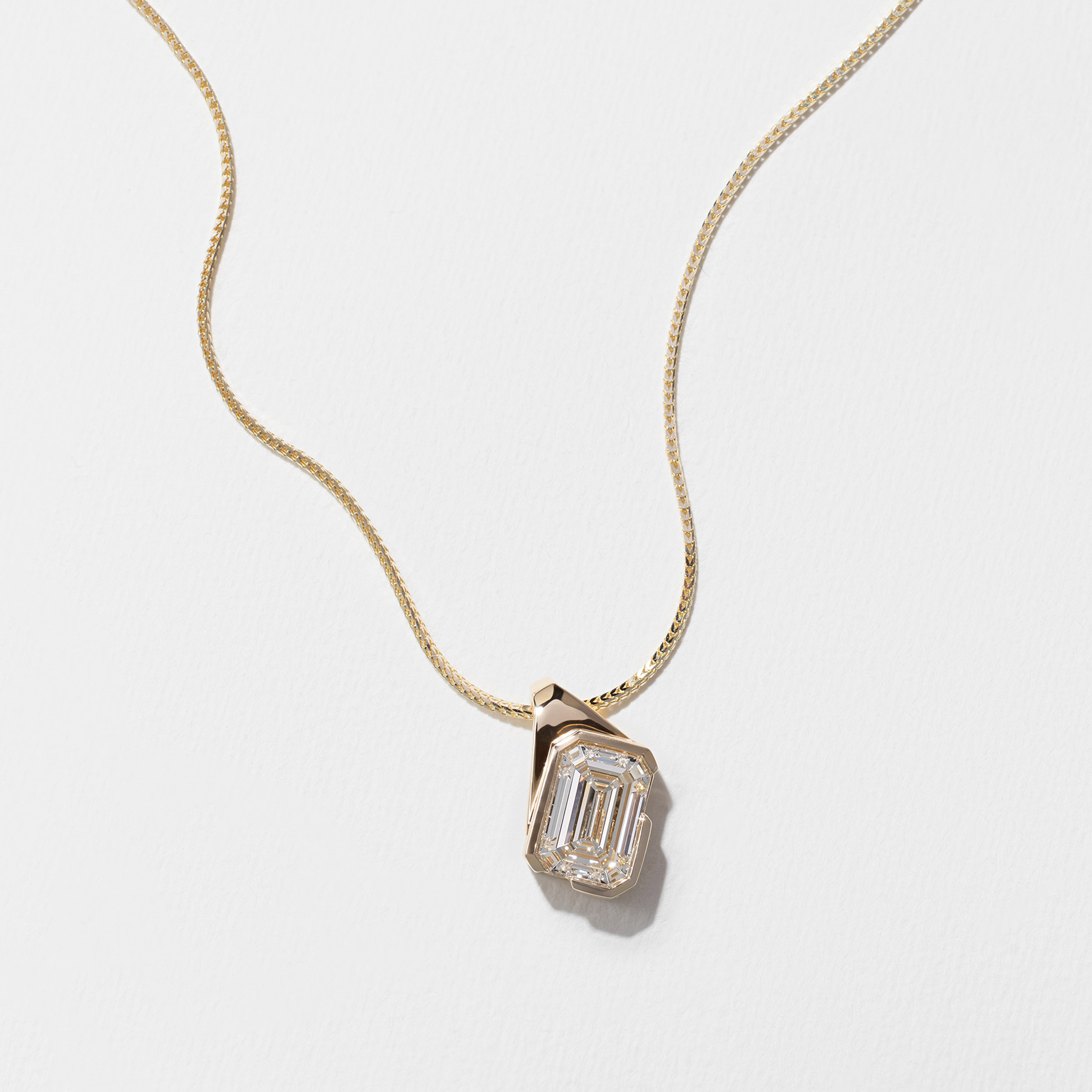 Rhodes Emerald-Cut Diamond Necklace in 14k Yellow Gold