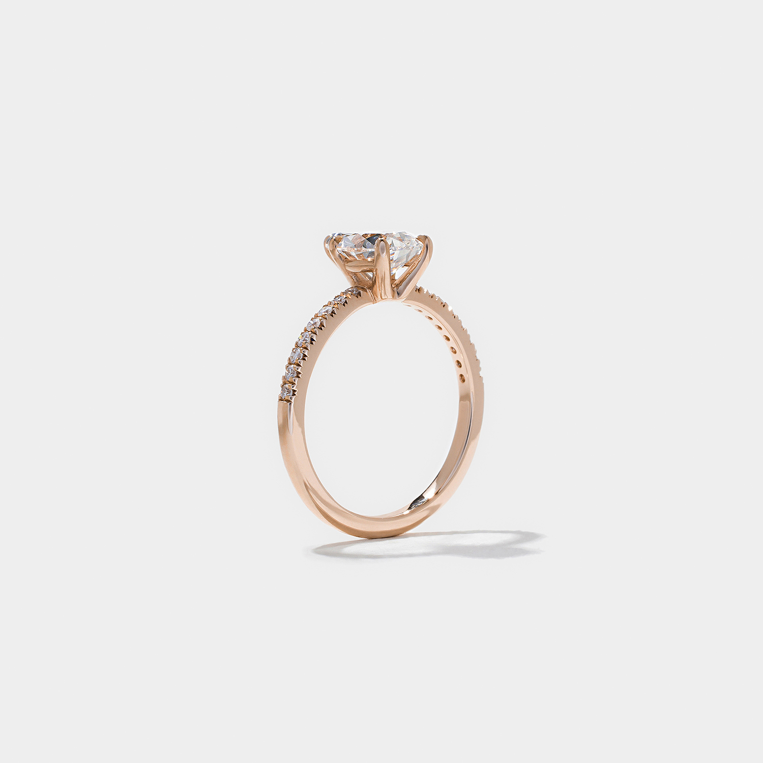 Grace Pear Solitaire with Pavé in 14k Rose Gold – view 5
