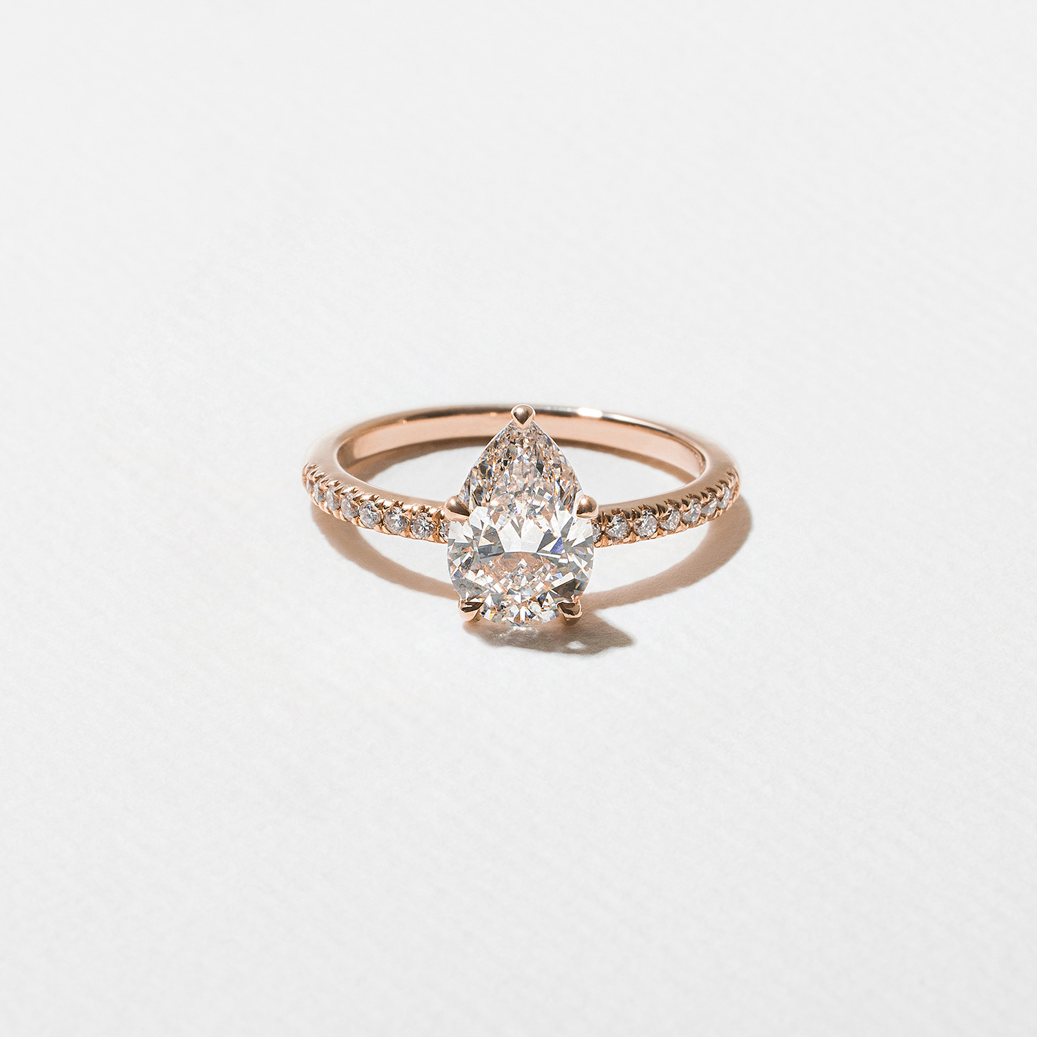 Grace Pear Solitaire with Pavé in 14k Rose Gold