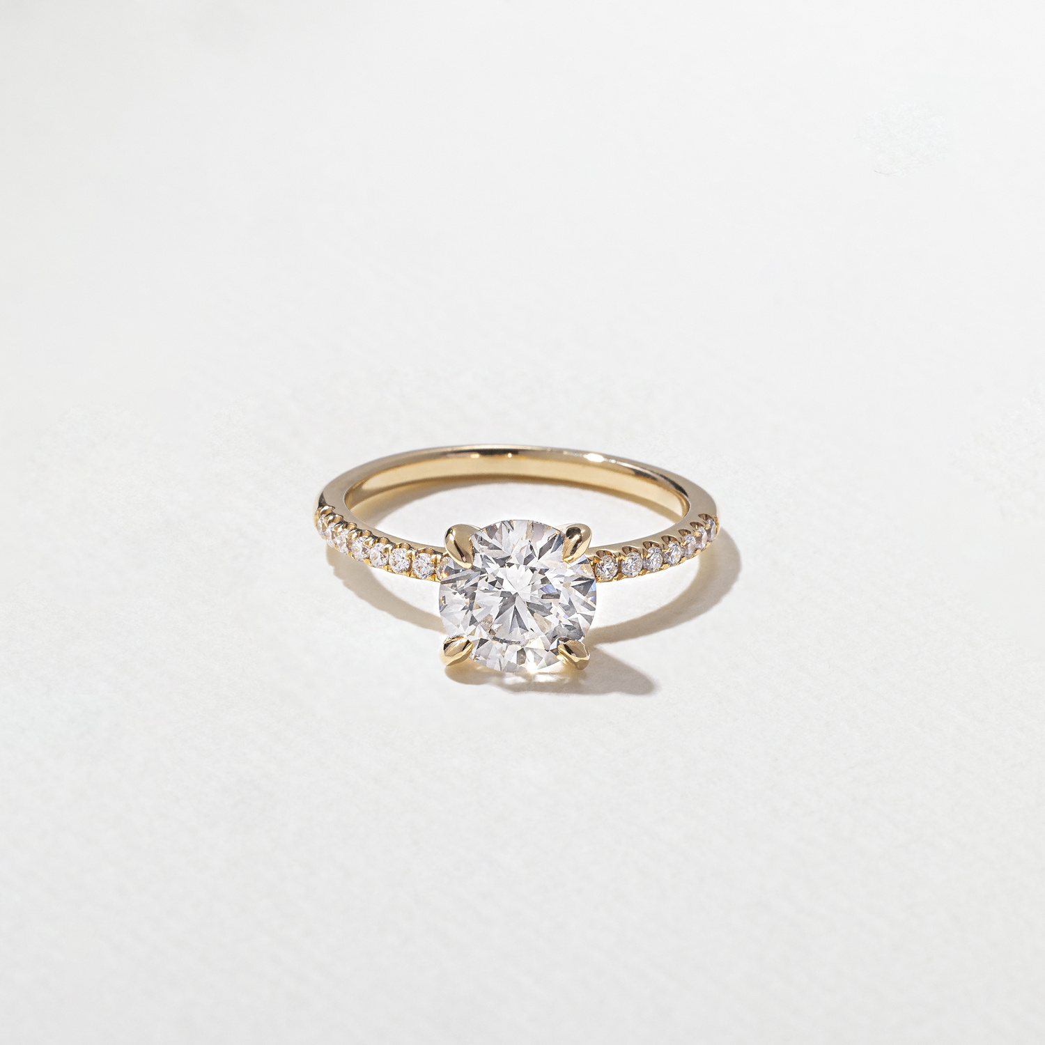 Grace Round Solitaire with Pavé in 14k Yellow Gold